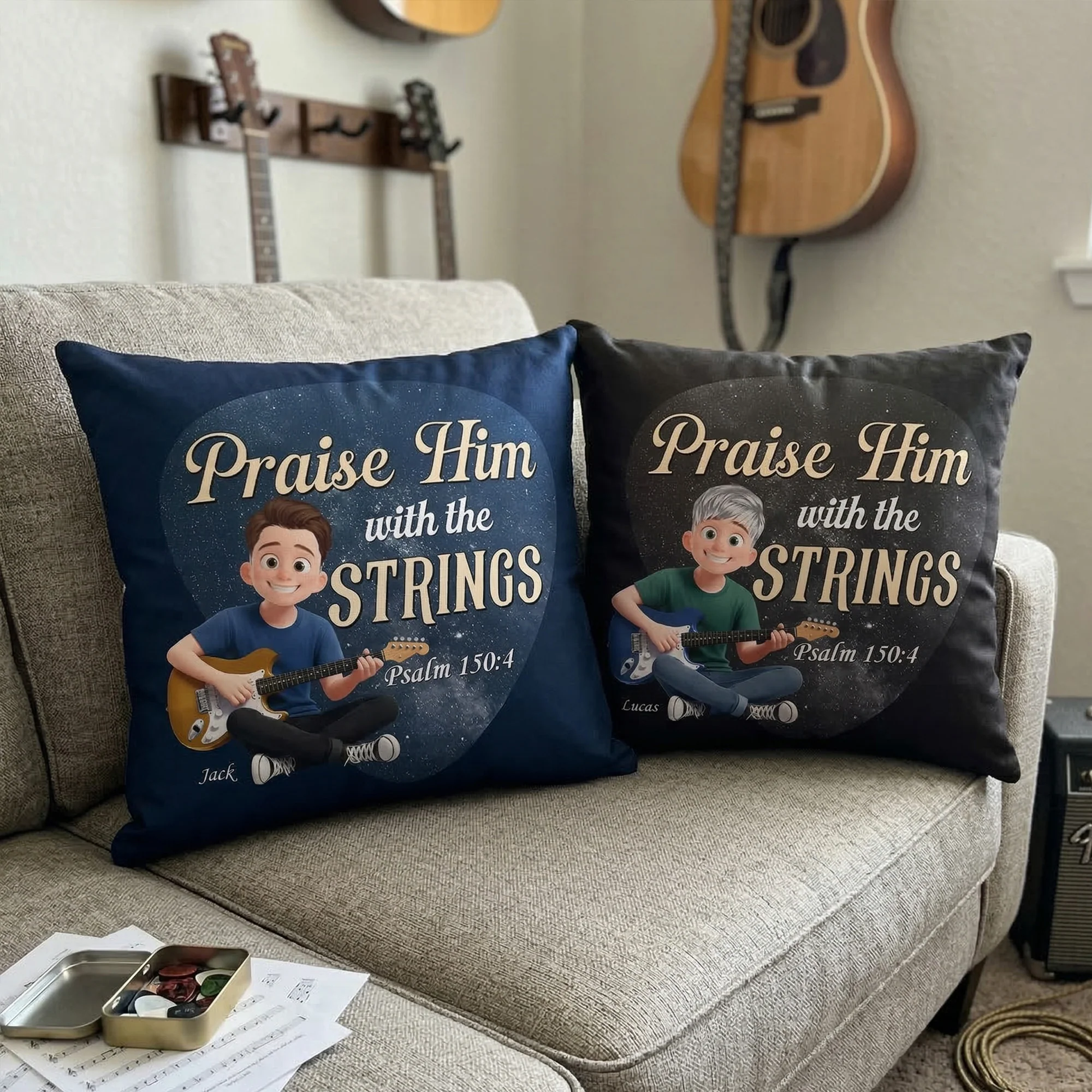 Praise Him With The Strings - Personalized Pillow - Image 4