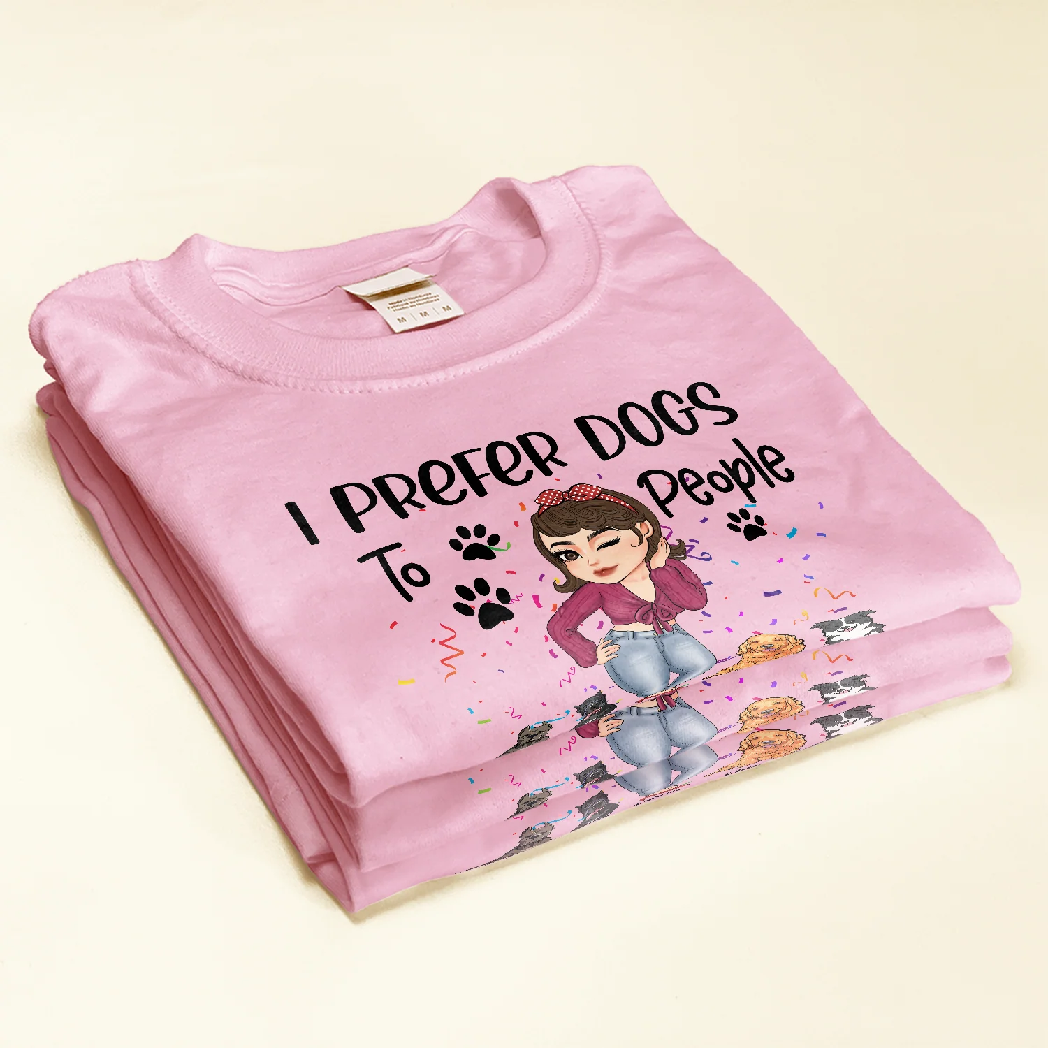 Prefer Dogs To People - Personalized Shirt - Birthday Gift For Dog Mom, Dog Lover - Chibi Girl - Image 2