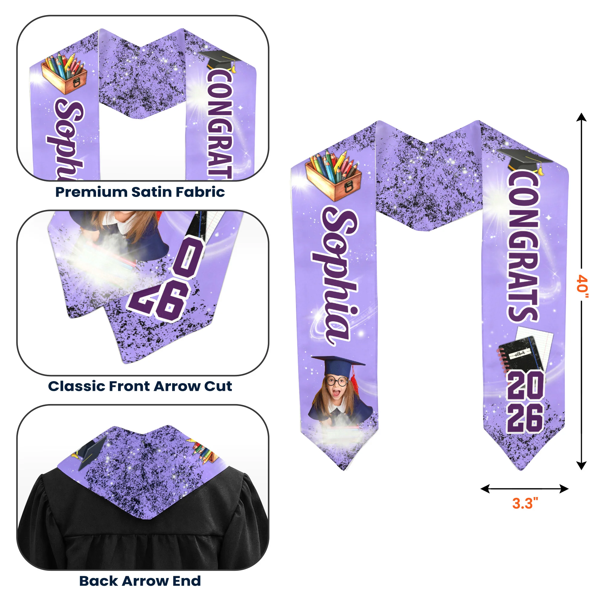 Preschool Kindergarten Graduation Custom Photo - Personalized Graduation Stole - Image 6