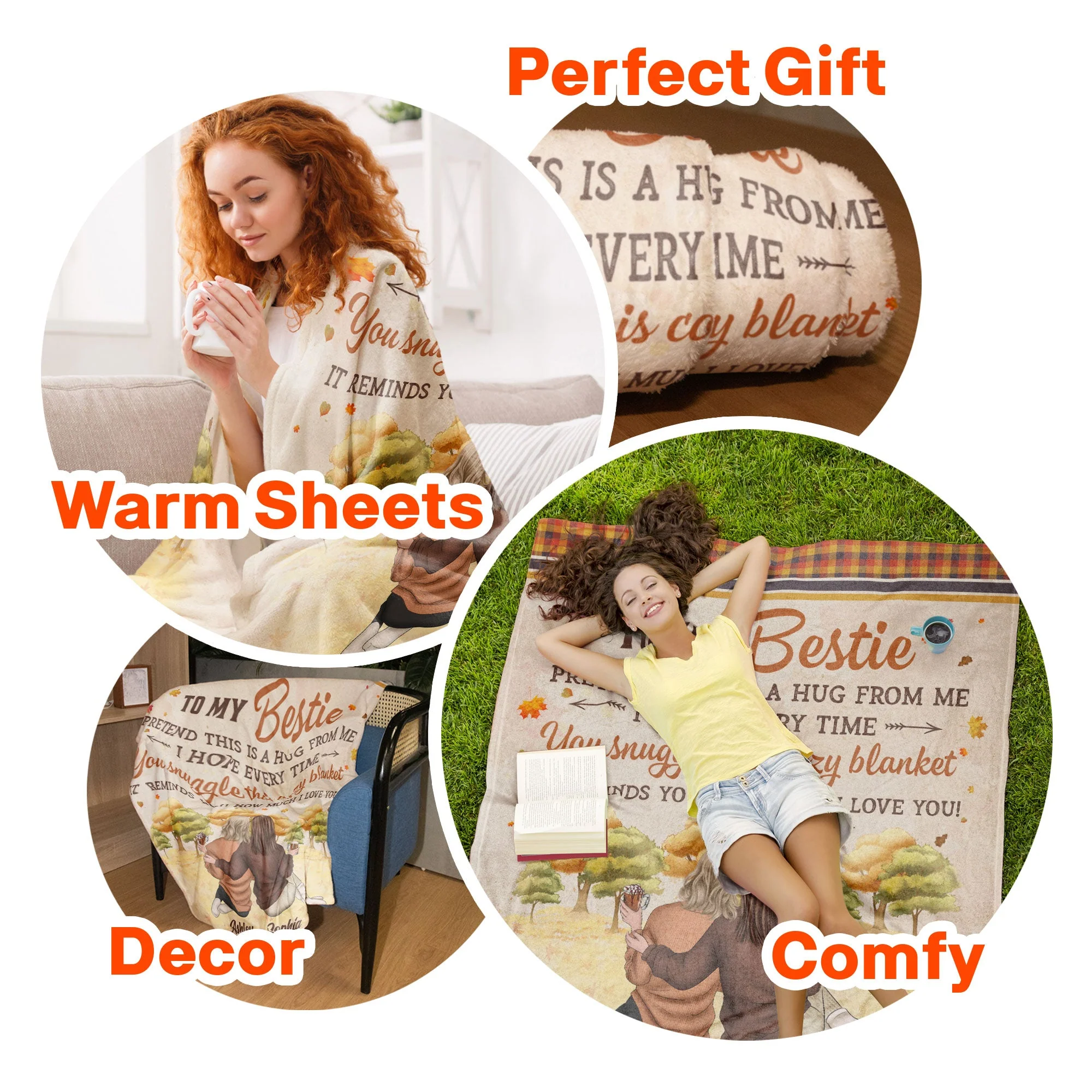 Pretend This Is A Hug From Me - Personalized Blanket - Fall season, Birthday, Autumn Gift For Besties, Best Friends, Soul Sisters - Image 6