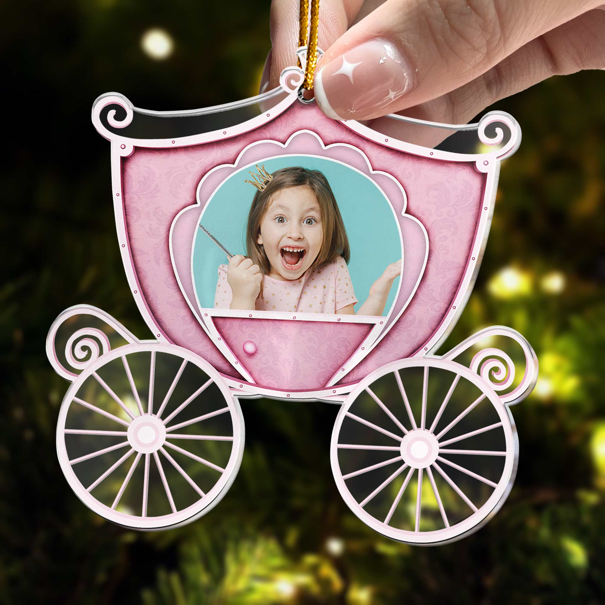 Princess Carriage - Personalized Acrylic Photo Ornament - Image 4