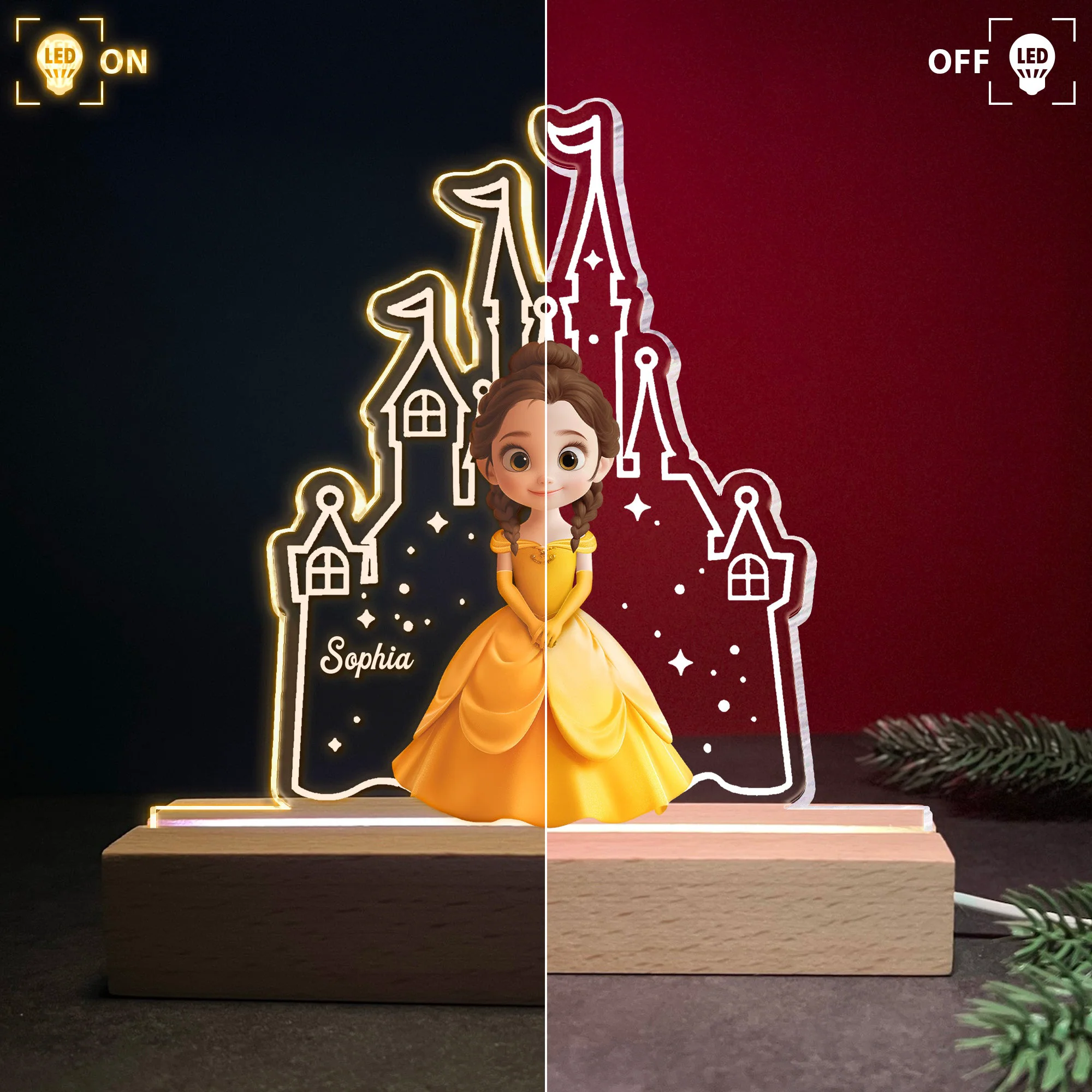 Princess Castle Night Light - Personalized LED Light - Image 3