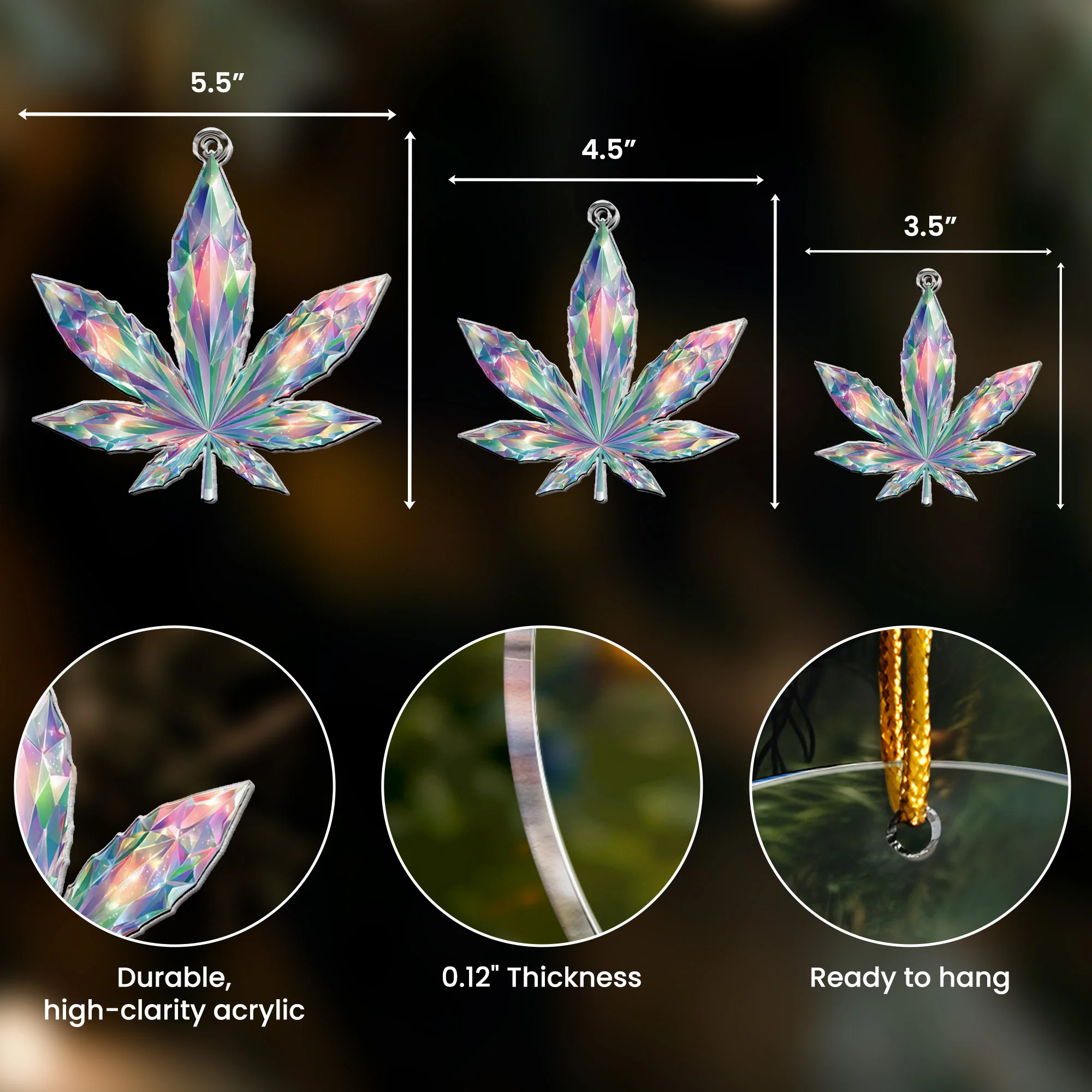 Prism Vivid Magic Leaf 2D Flat - Acrylic Ornament - Image 4