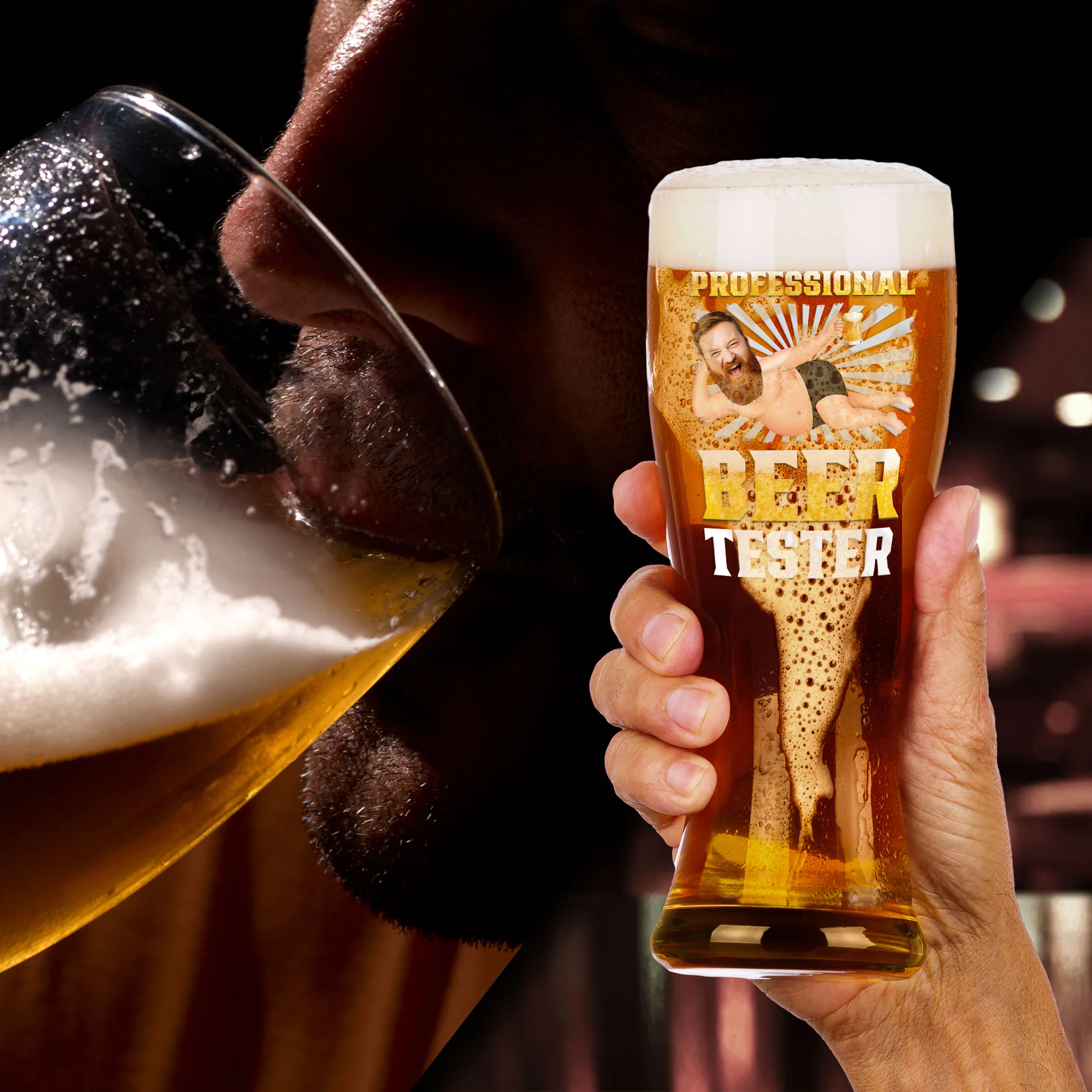 Professional Beer Tester - Personalized Photo Pilsner Glass - Image 5