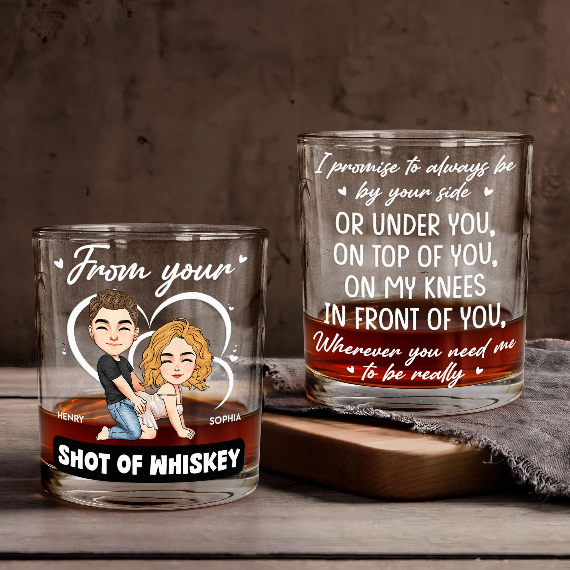 Promise To Always Be By Your Side - New Version - Personalized Whiskey Glass - Image 2