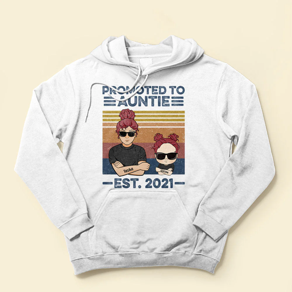Promoted To Auntie, Family Custom Shirt, Gift For Aunties - Image 4