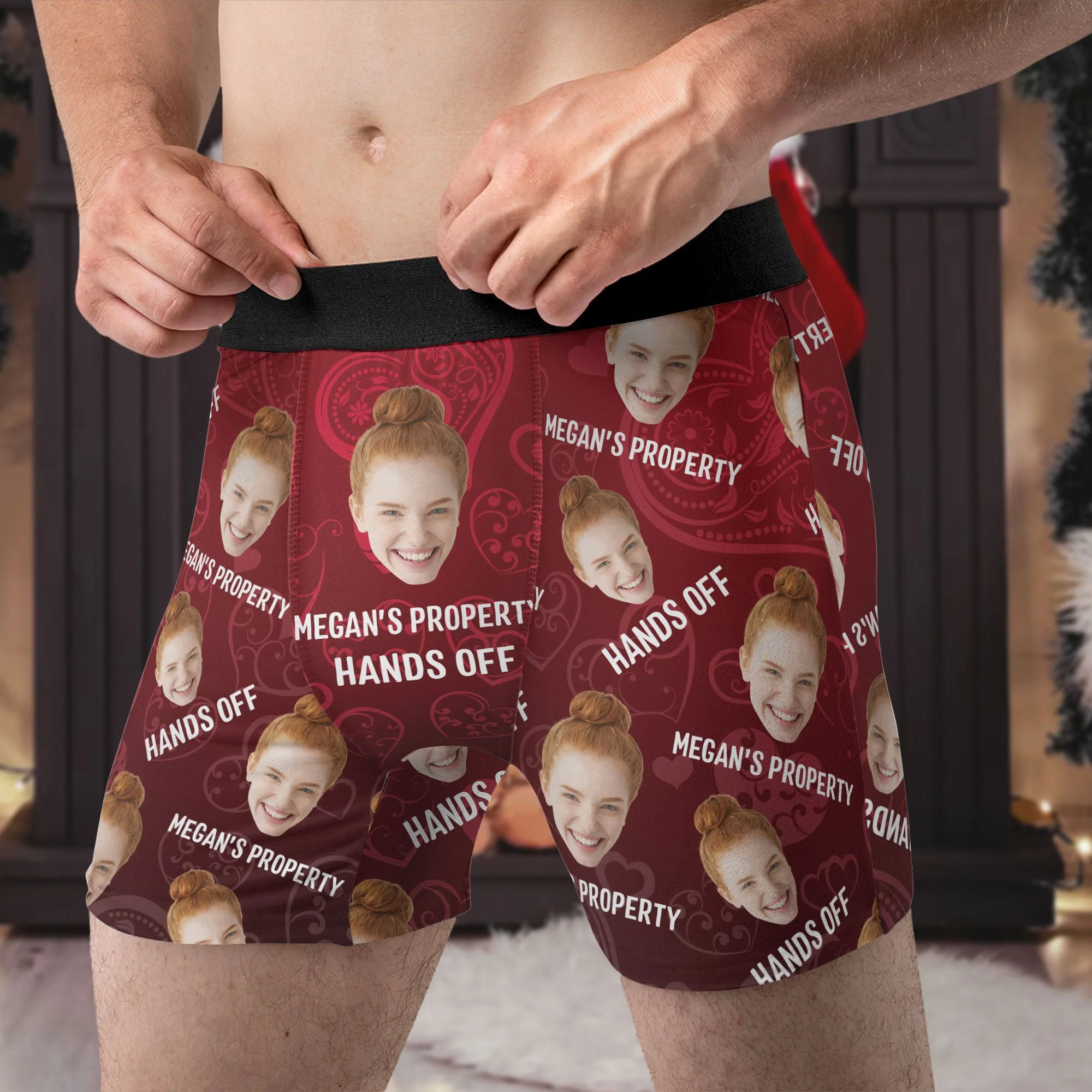 Property Of Funny Hands Off Custom Faces - Personalized Photo Men's Boxer Briefs - Birthday Gifts For Men, Husband, Him, Boyfriend - Image 5