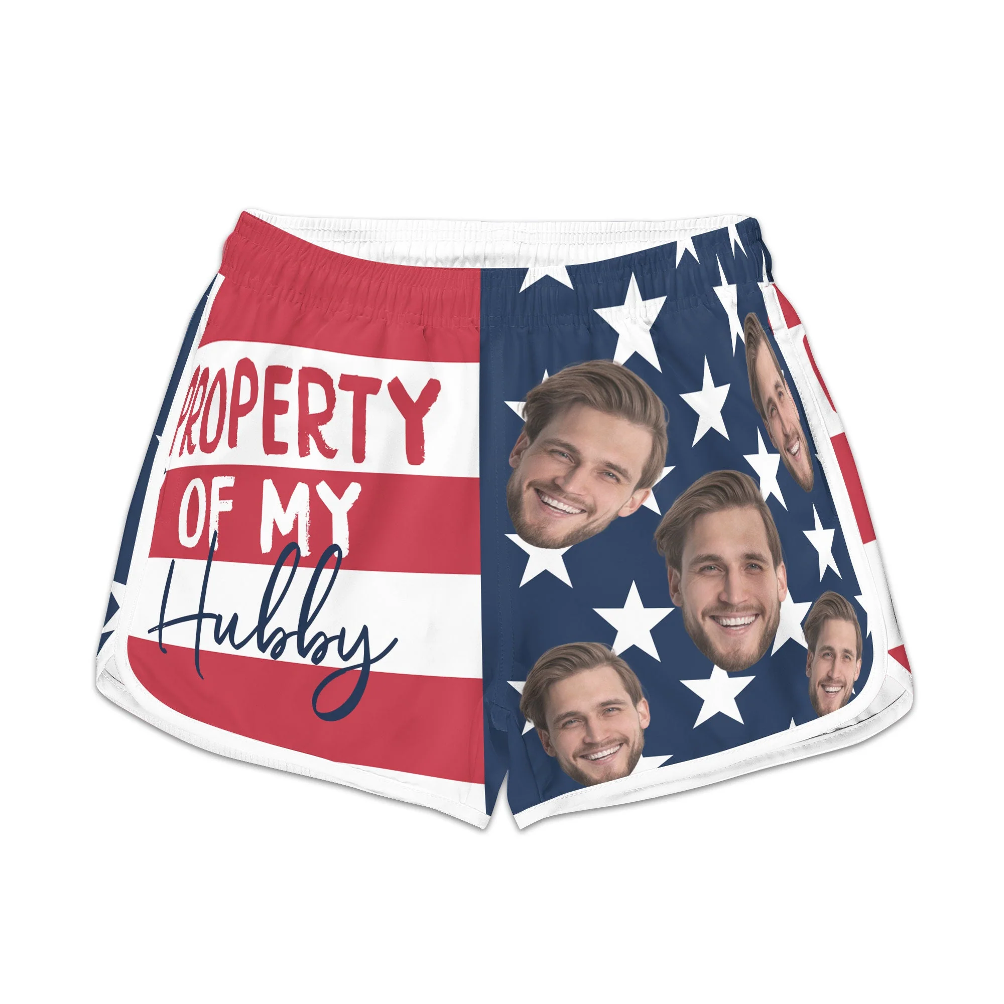 Property Of My Wifey - Personalized Photo Couple Beach Shorts - Image 4
