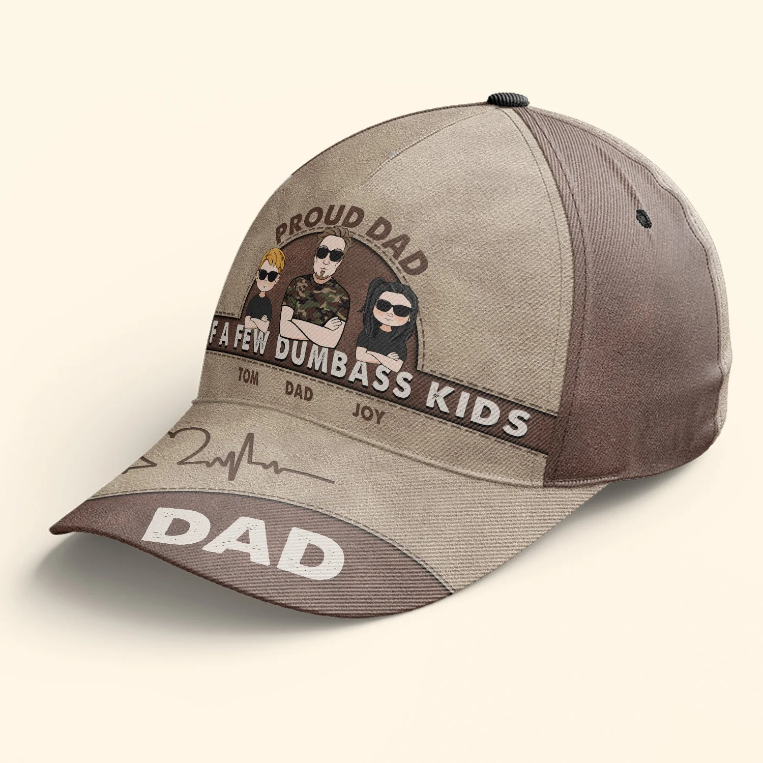 Proud Dad Of A Few Dumbass Kids Father's Day Gifts - Personalized Classic Cap - Image 4