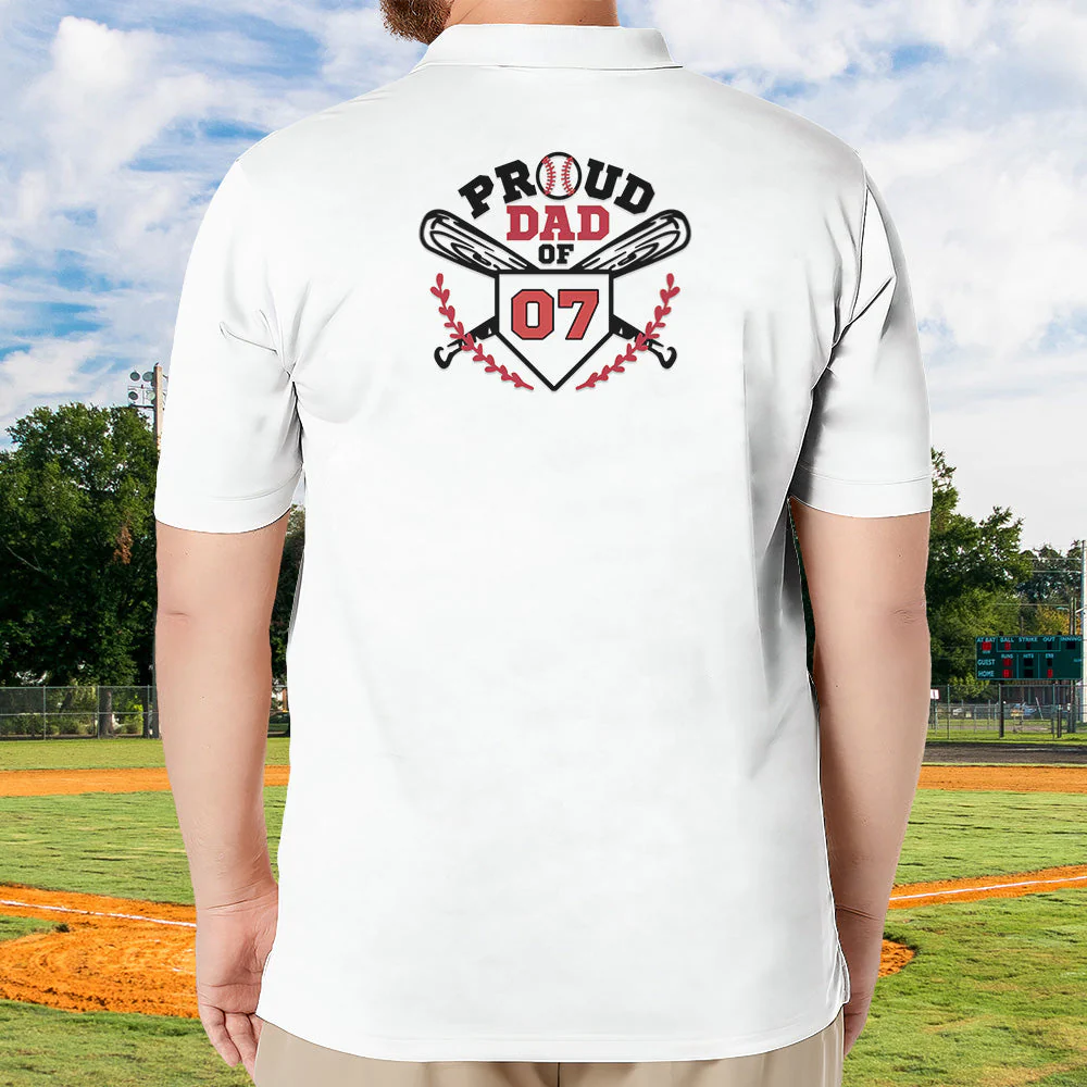 Proud Dad Of Baseball Player Gift For Dad, Grandpa - Custom Polo Shirt - Image 3