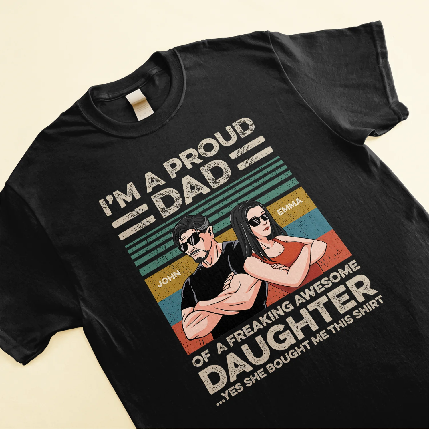 Proud Dad Of Freaking Awesome Daughter - Personalized Shirt - Image 3