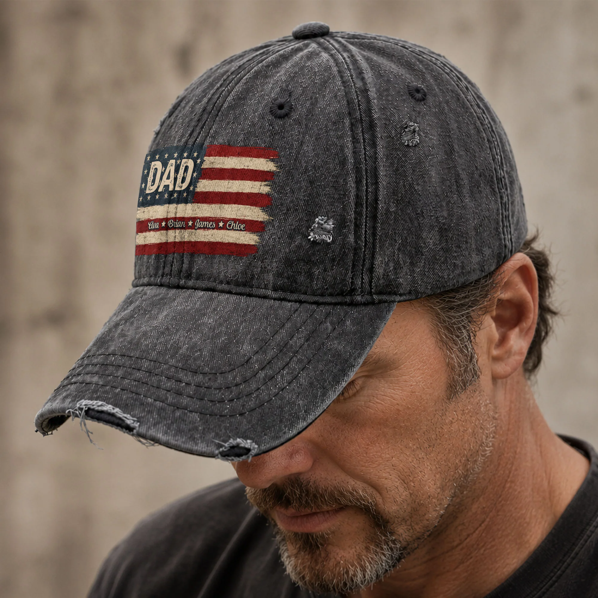 Proud Dad Patriotic Flag 250Th Birthday USA - Personalized Cap - Image 4