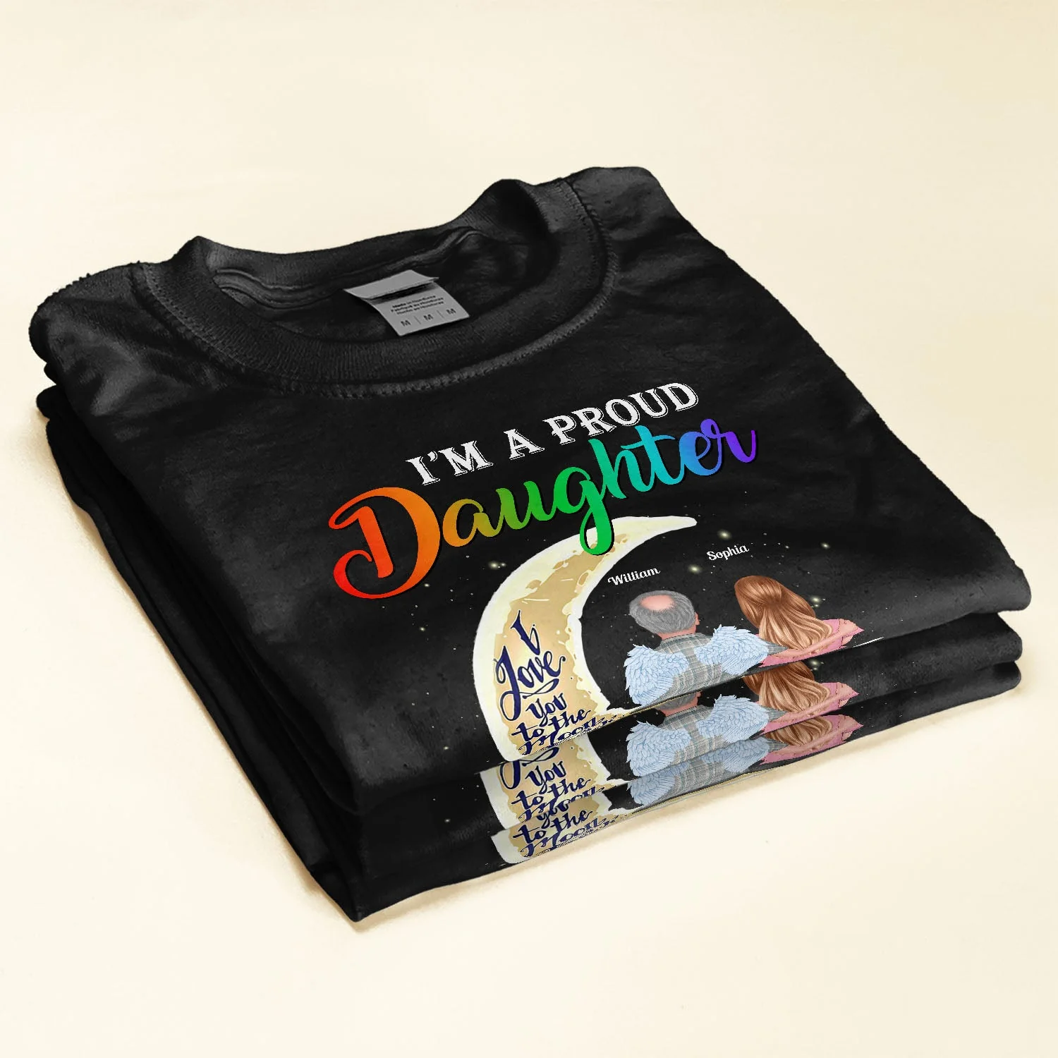 Proud Daughter Of A Wonderful Dad In Heaven - Personalized Shirt - Father's Day, Memory Gift For Dad, Father In Heaven, Loss Of Father - Image 2