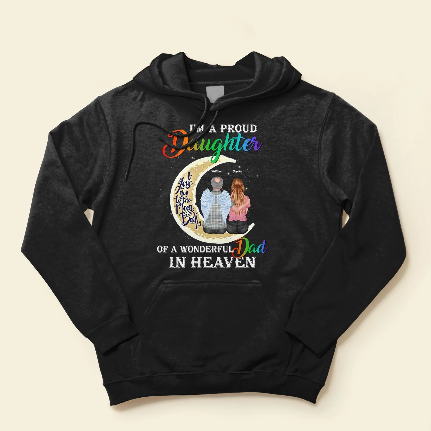 Proud Daughter Of A Wonderful Dad In Heaven - Personalized Shirt - Father's Day, Memory Gift For Dad, Father In Heaven, Loss Of Father - Image 4
