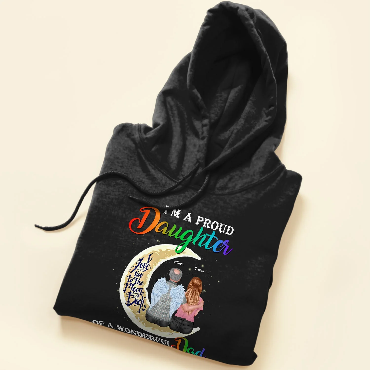 Proud Daughter Of A Wonderful Dad In Heaven - Personalized Shirt - Father's Day, Memory Gift For Dad, Father In Heaven, Loss Of Father - Image 5