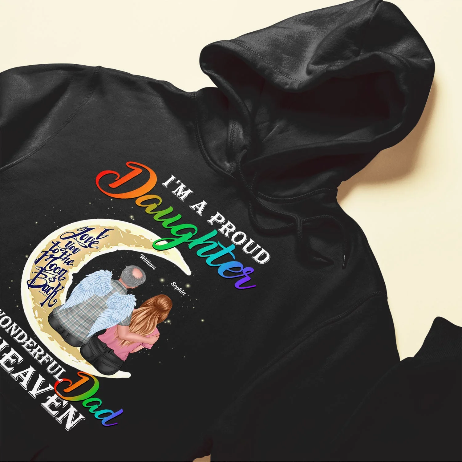 Proud Daughter Of A Wonderful Dad In Heaven - Personalized Shirt - Father's Day, Memory Gift For Dad, Father In Heaven, Loss Of Father - Image 6