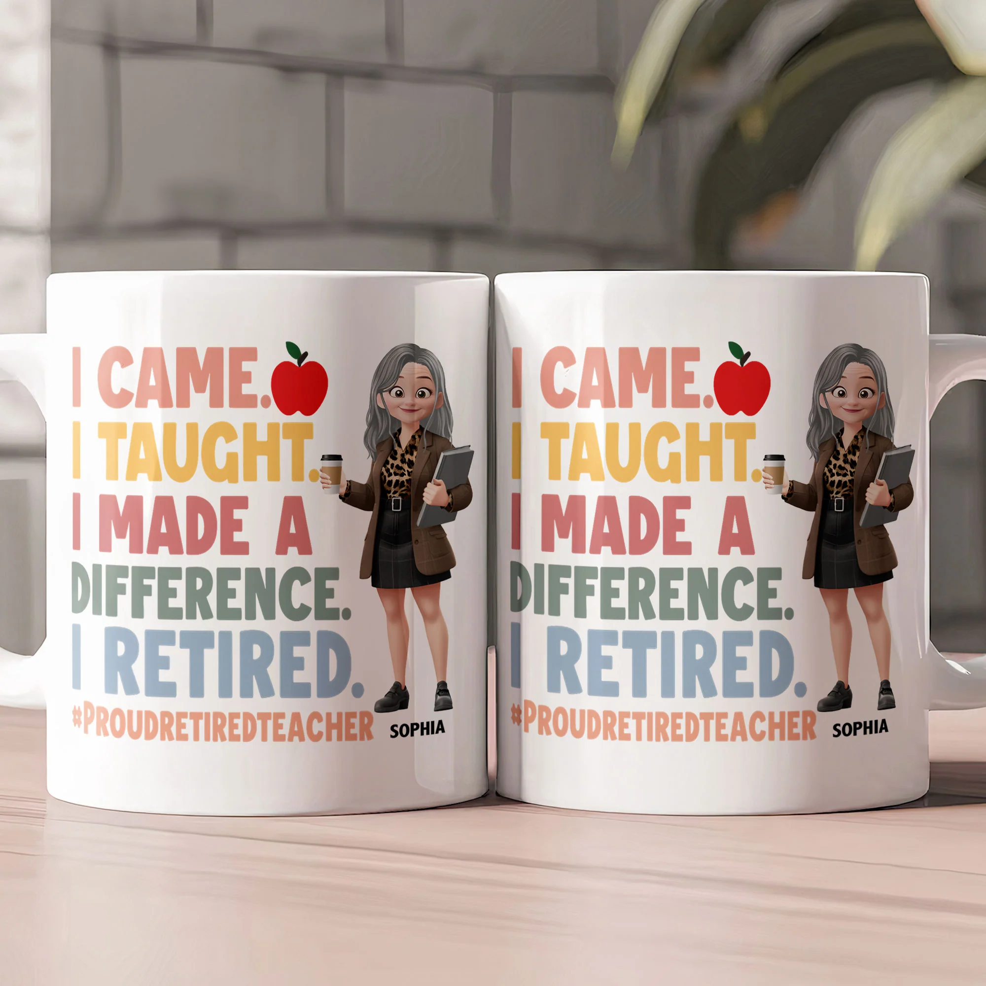 Proud Retired Teacher - Teacher Appreciation - Personalized Mug - Image 4