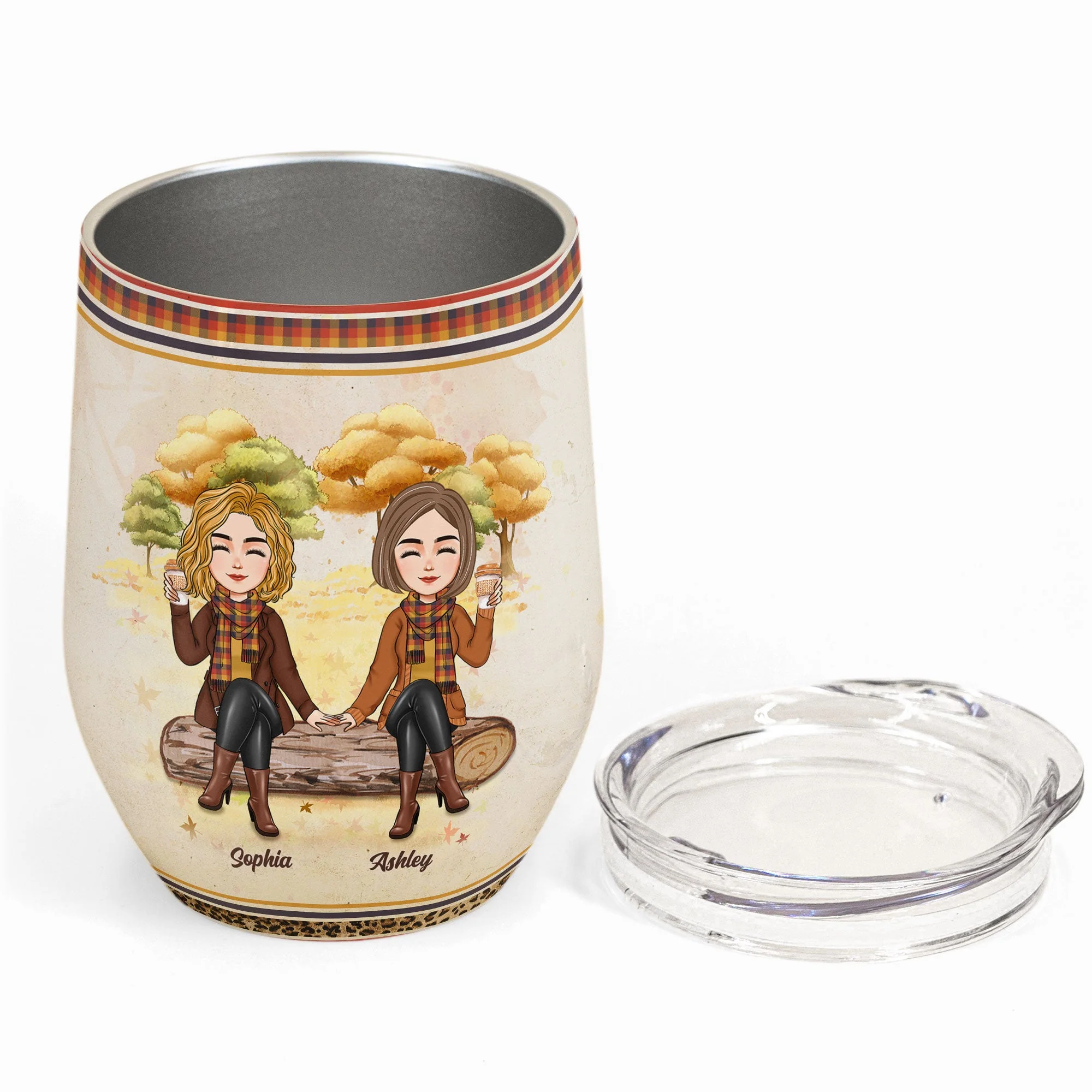 Pumpkin Spice Best Bitches & Everything Nice  - Personalized Wine Tumbler - Funny, Birthday Gift For Friends, Best Friends, Besties, Girl Gang - Image 2