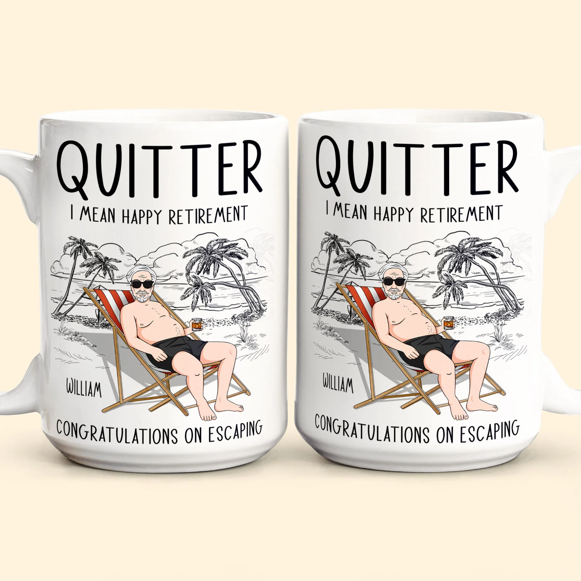 Quitter Mean Happy Retirement - Personalized Mug - Image 2