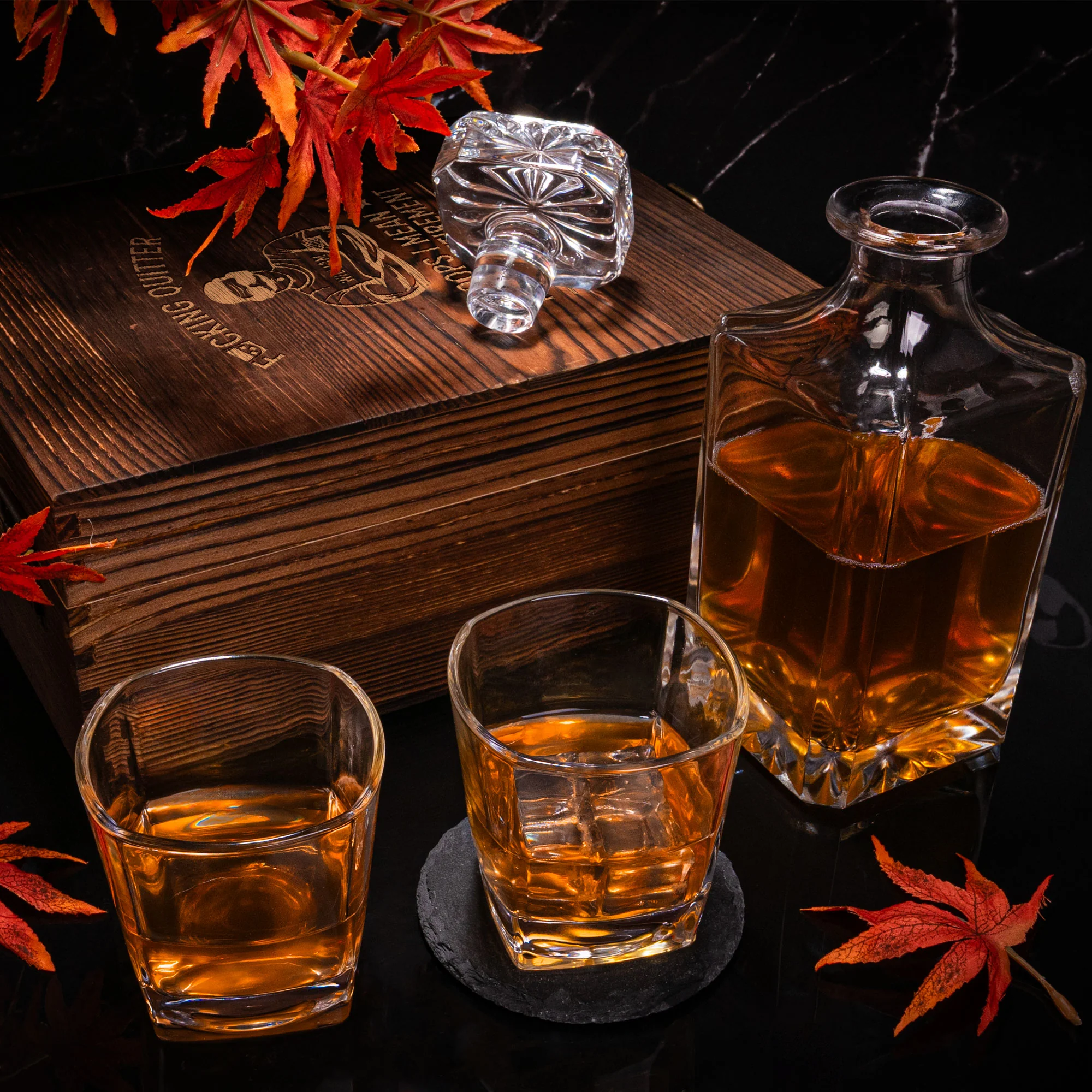 Quitter Oops I Mean Happy Retirement - Personalized Whiskey Decanter Set - Image 5