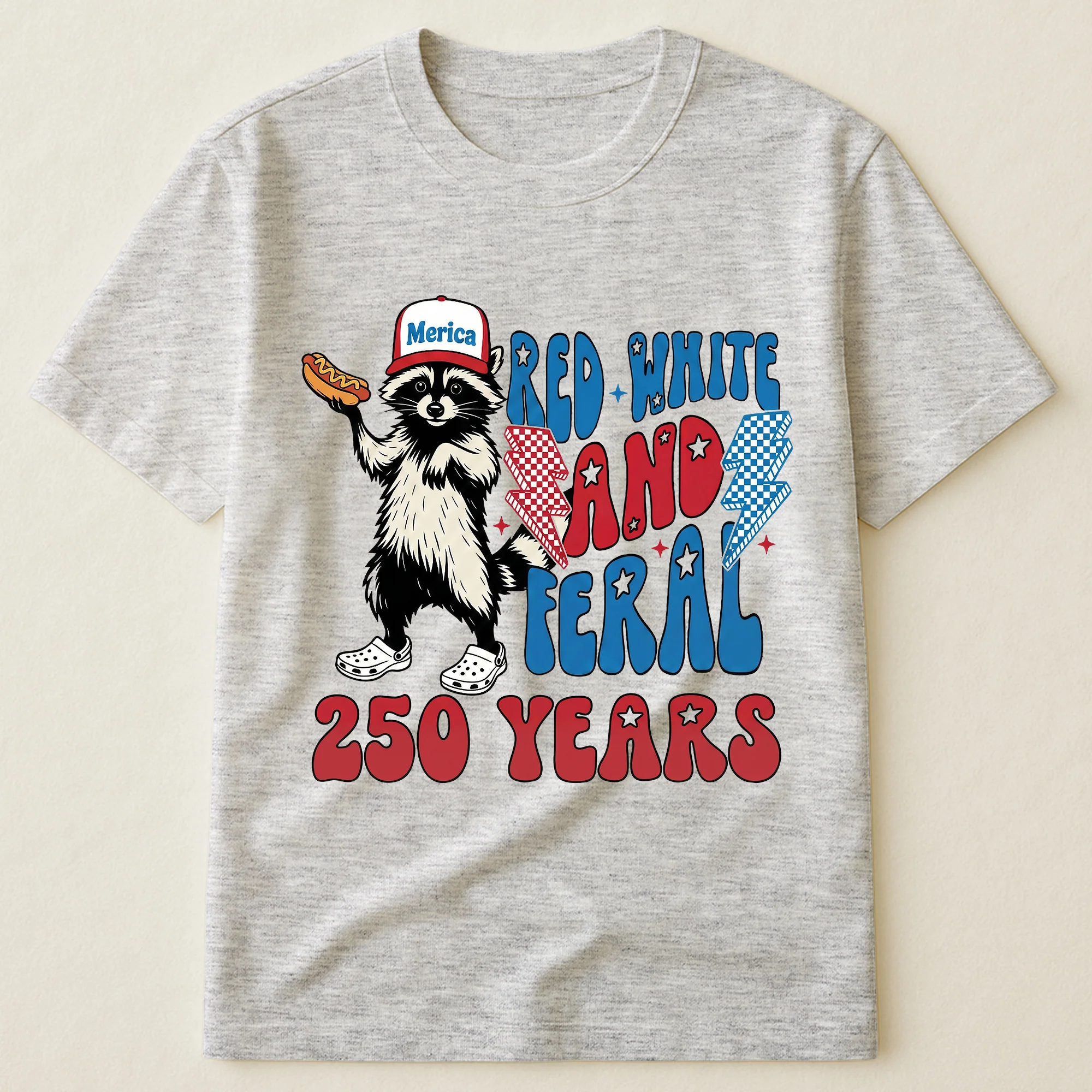 Raccoon Red White & Feral 250 Years - Shirt - Image 15