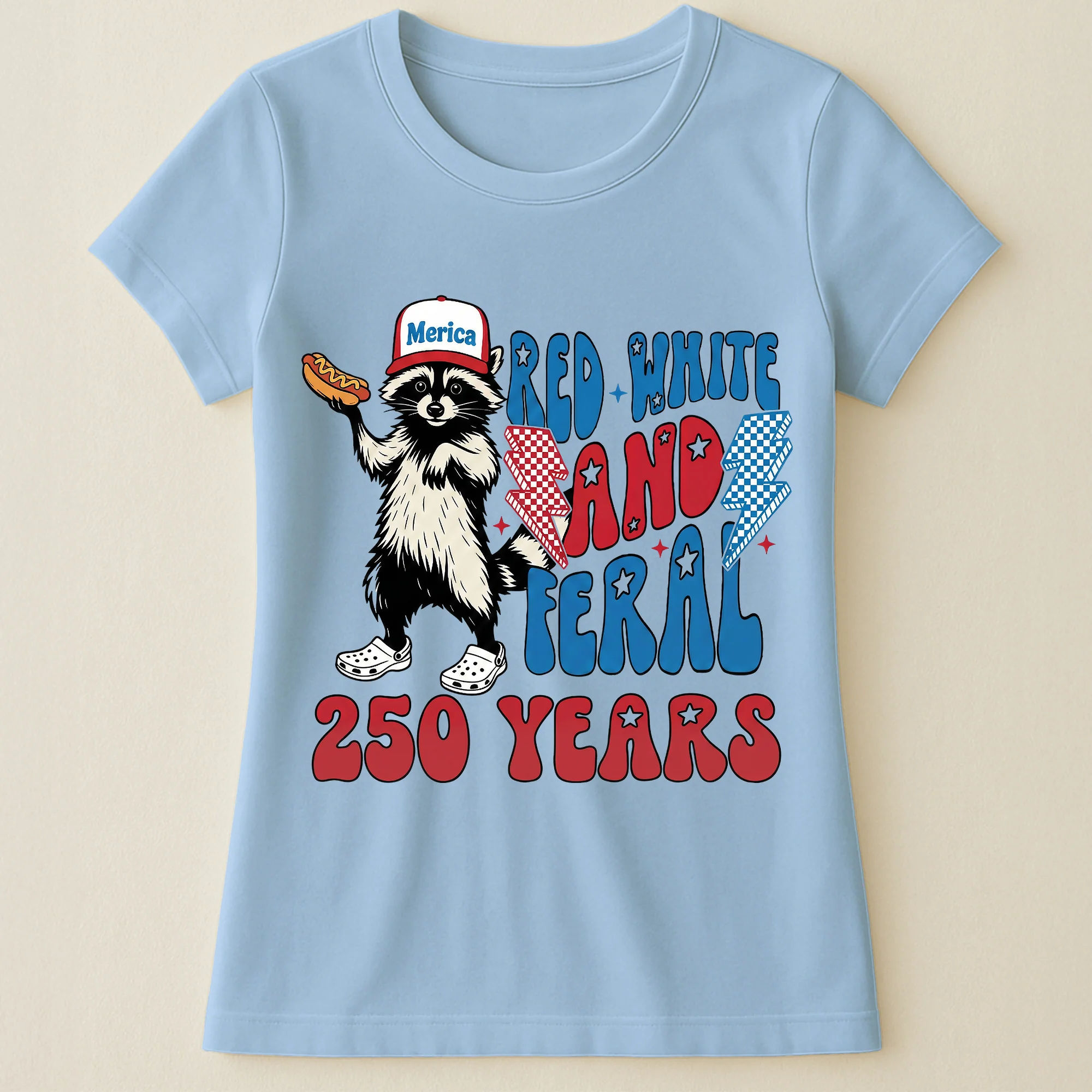 Raccoon Red White & Feral 250 Years - Shirt - Image 17