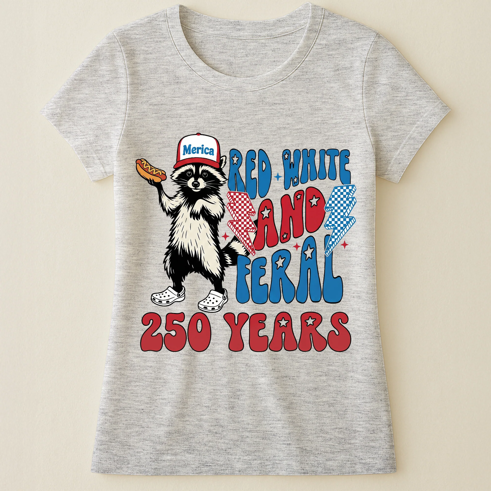 Raccoon Red White & Feral 250 Years - Shirt - Image 19