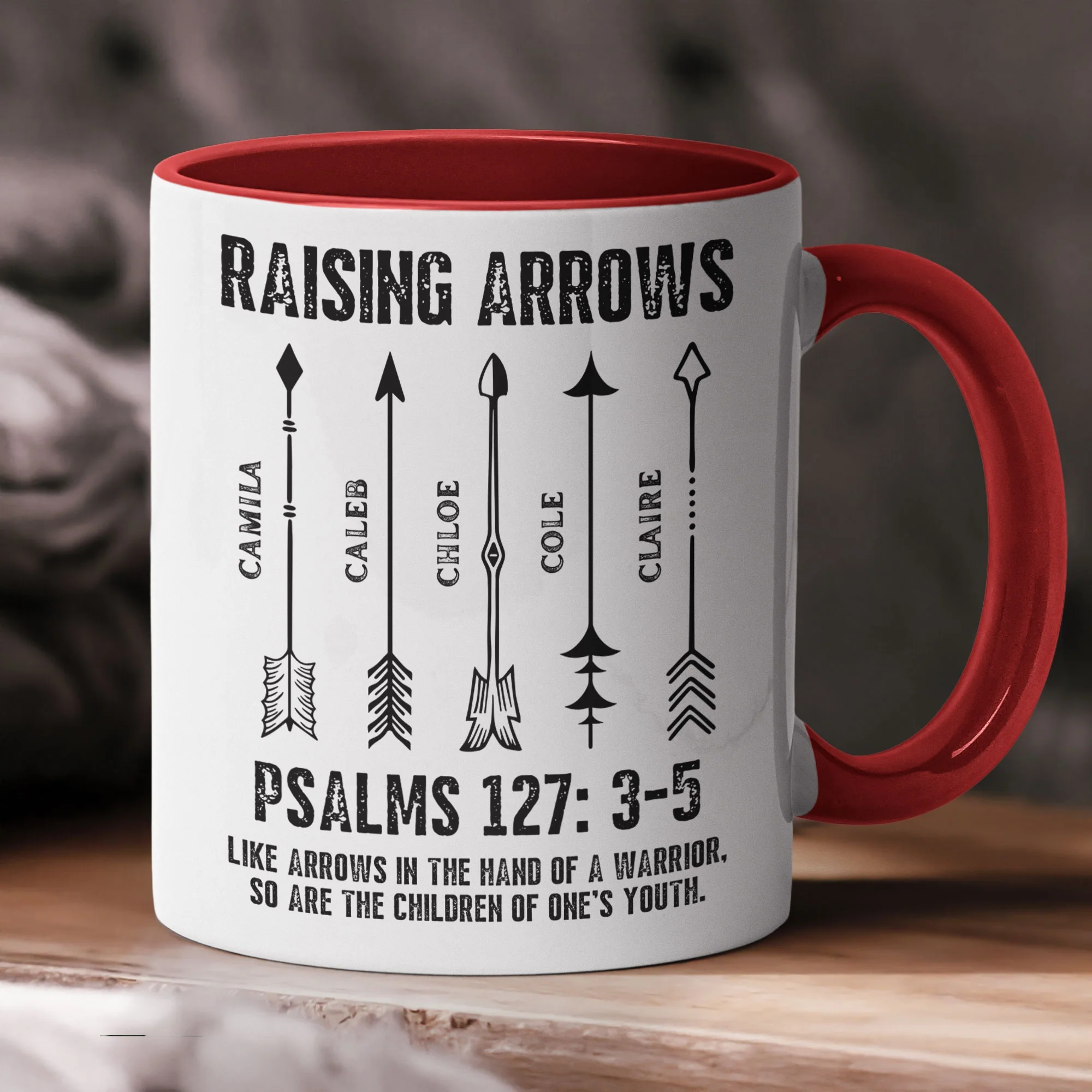 Raising Arrows Christian Father's Day Gift For Dad, Husband With Kids' Names - White Ver - Personalized Mug - Image 4