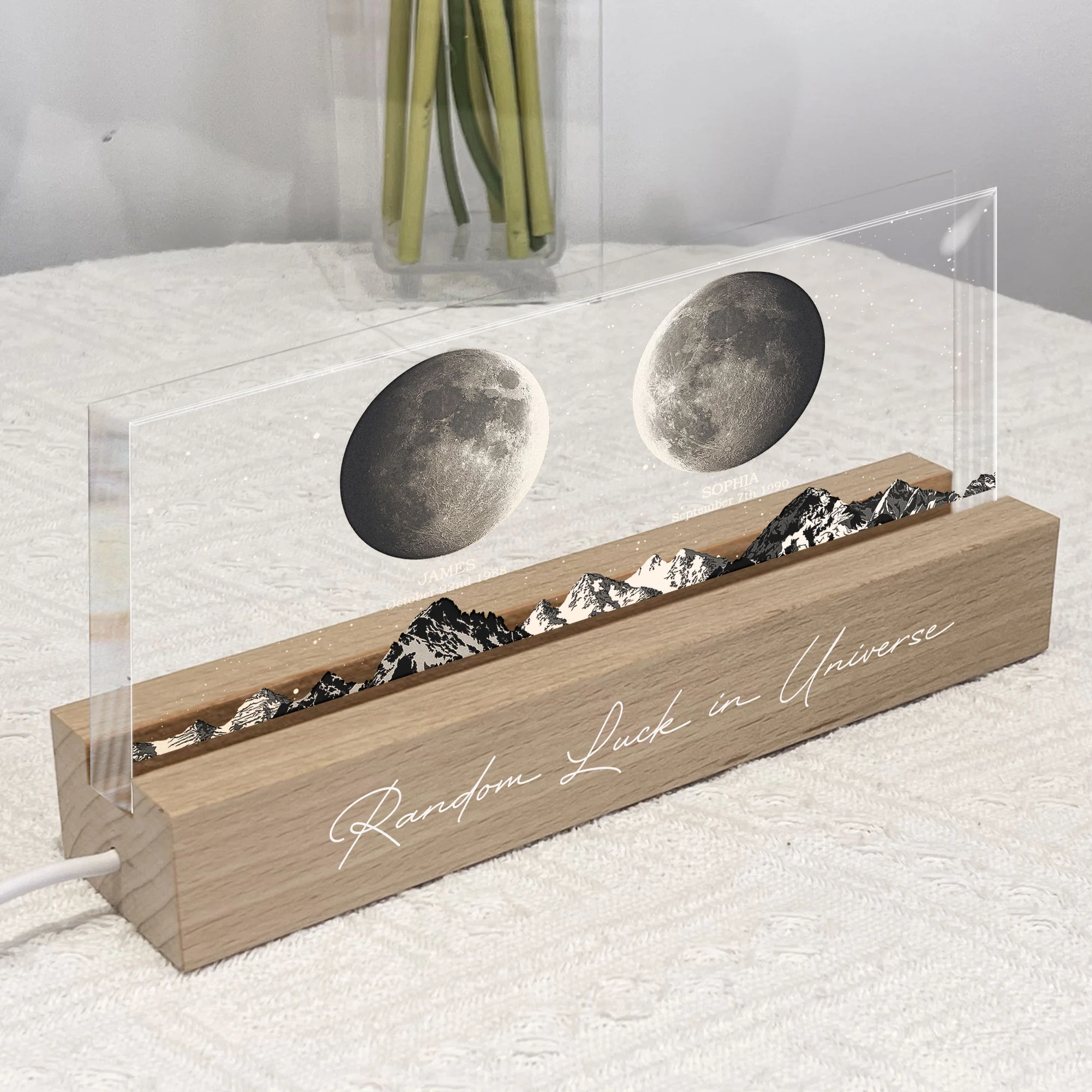 Random Luck In Universe Custom Moon Phases - Personalized LED Night Light - Image 2