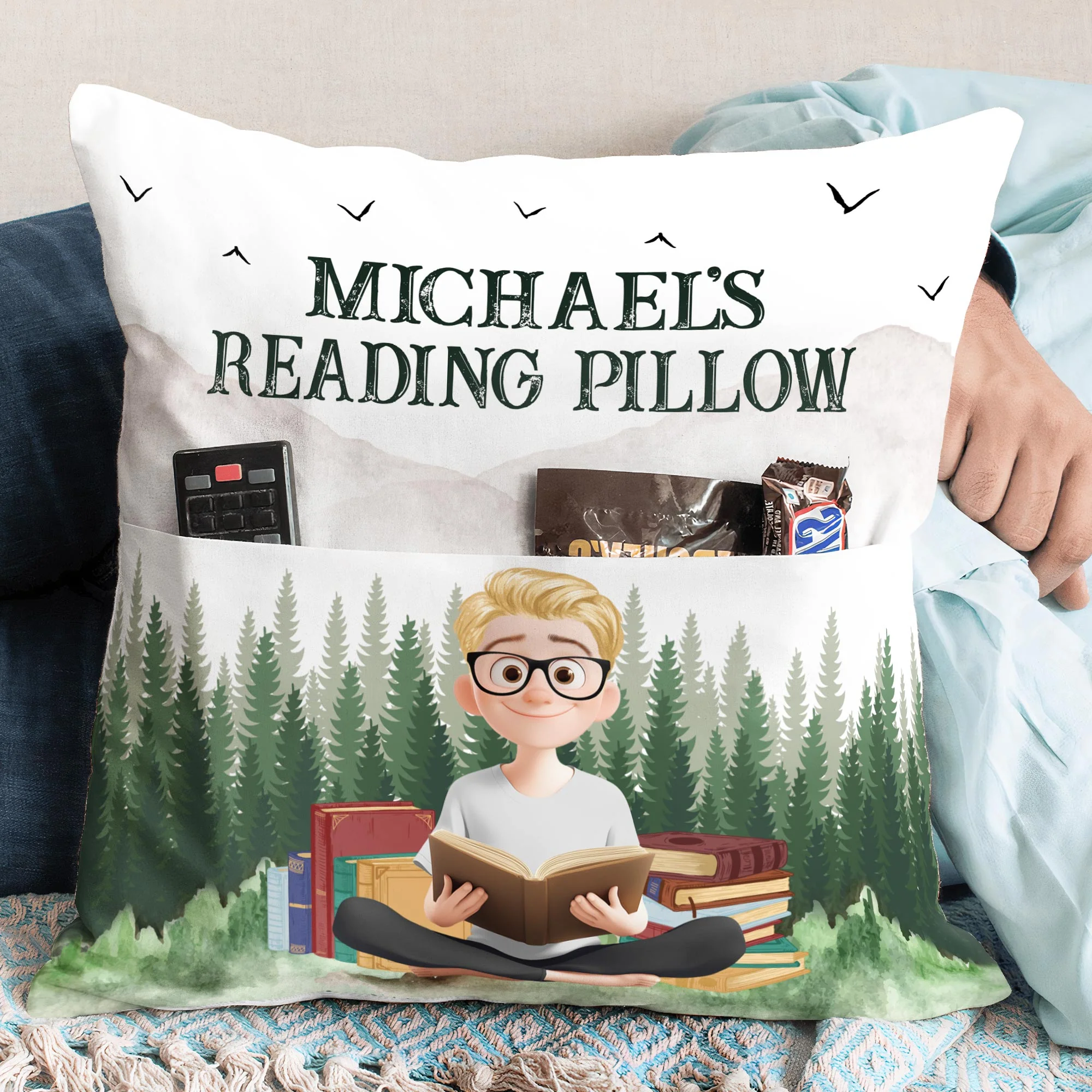 Reading Pillow For Him, Son - Personalized Pocket Pillow (Insert Included) - Image 2