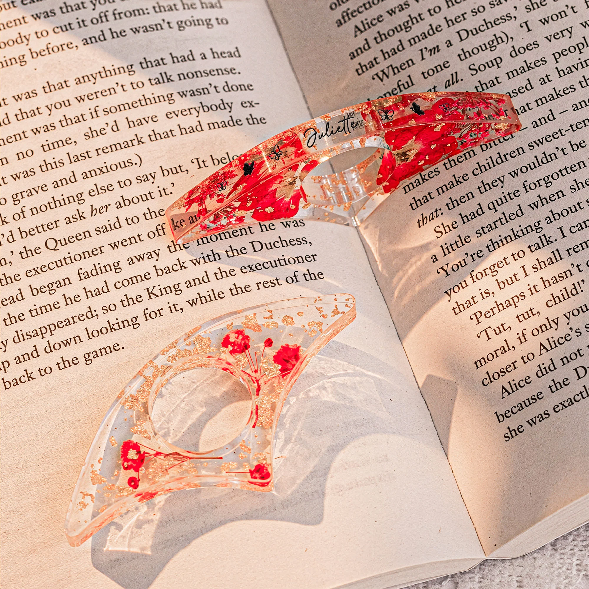 Real Flower, Floral Flower, Book Lover - Personalized Resin Book Page Holder - Image 2