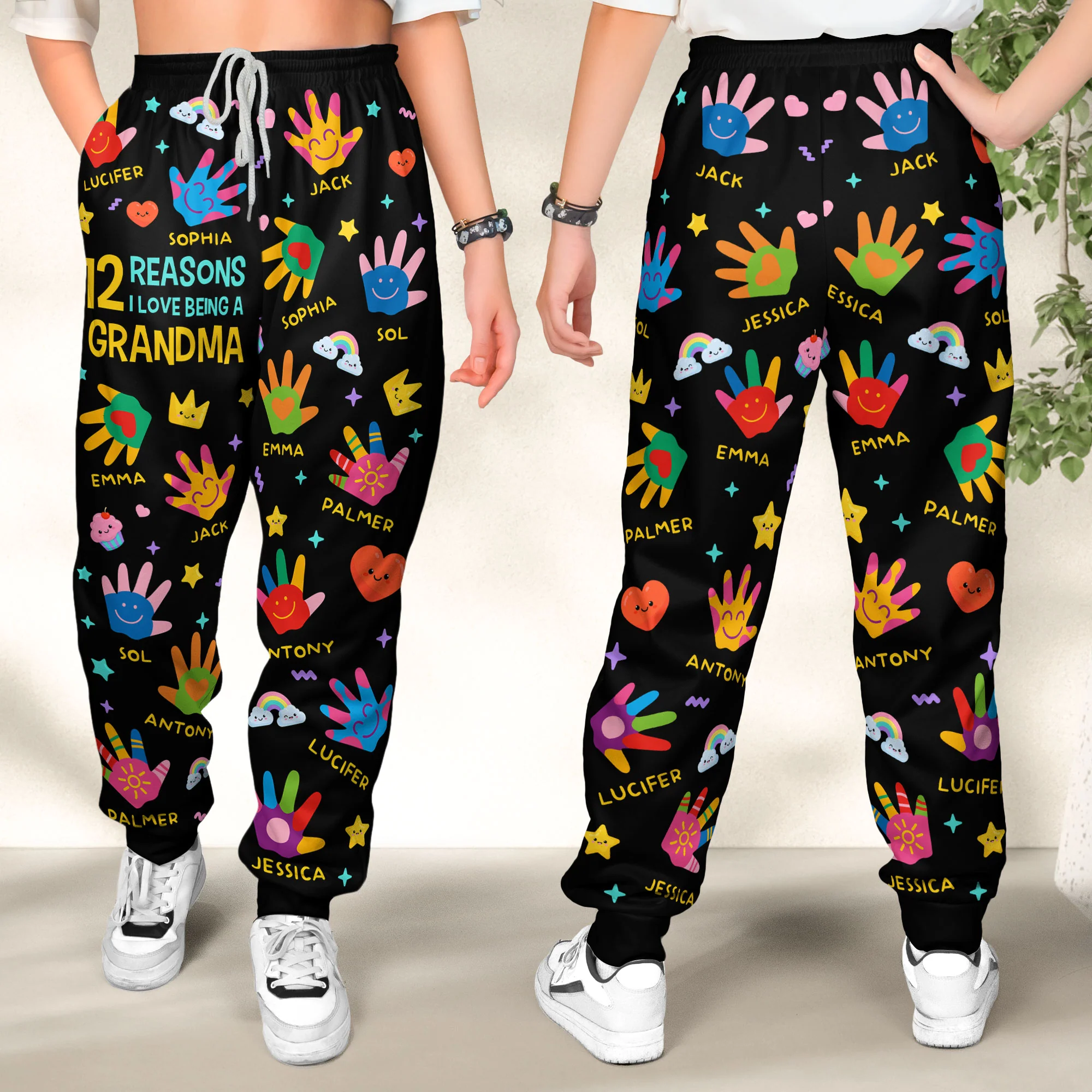 Reason I Love Being A Grandma/Papa - Custom Kids' Names - Personalized Sweatpants - Image 2