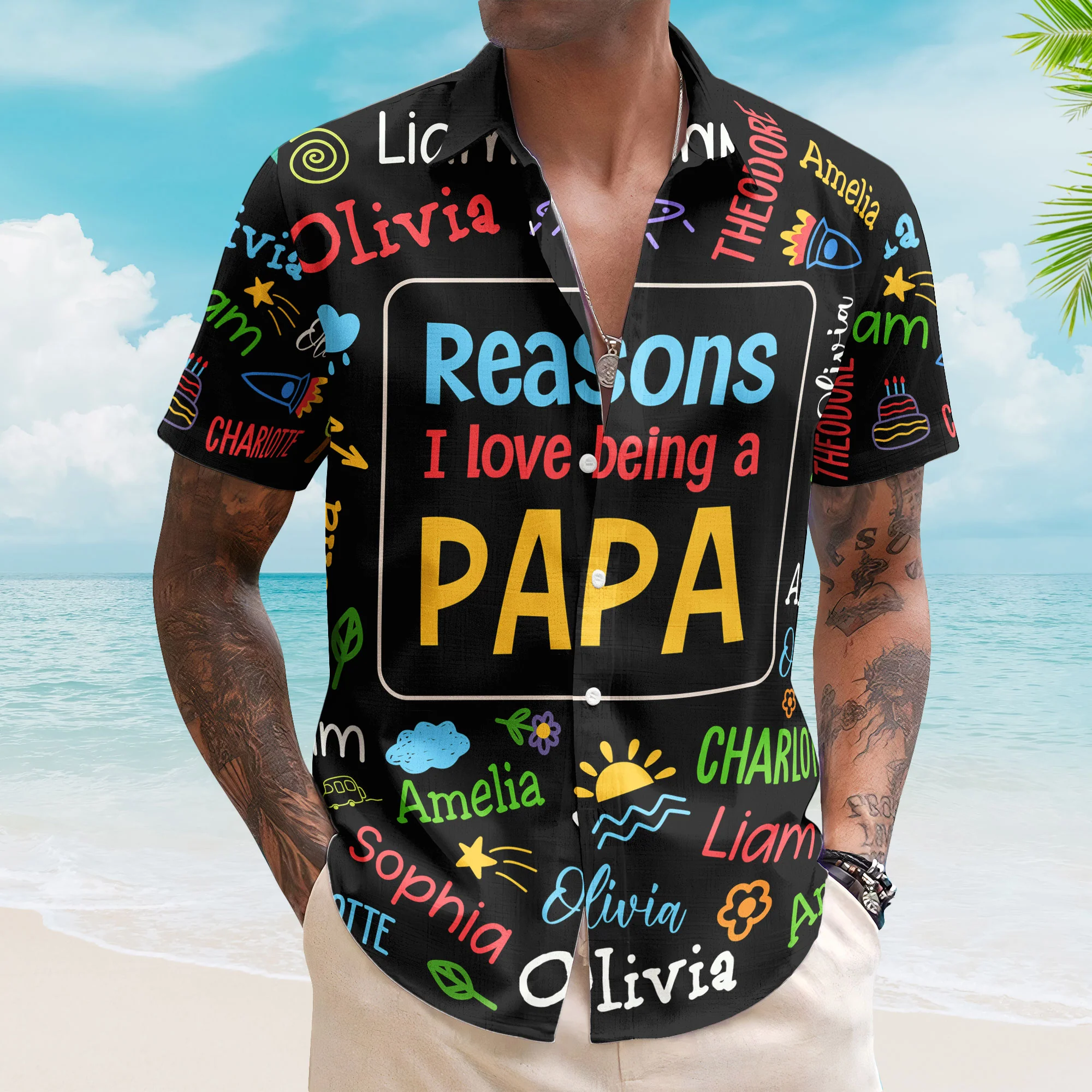 Reasons I Love Being A Papa - Personalized Hawaiian Shirt