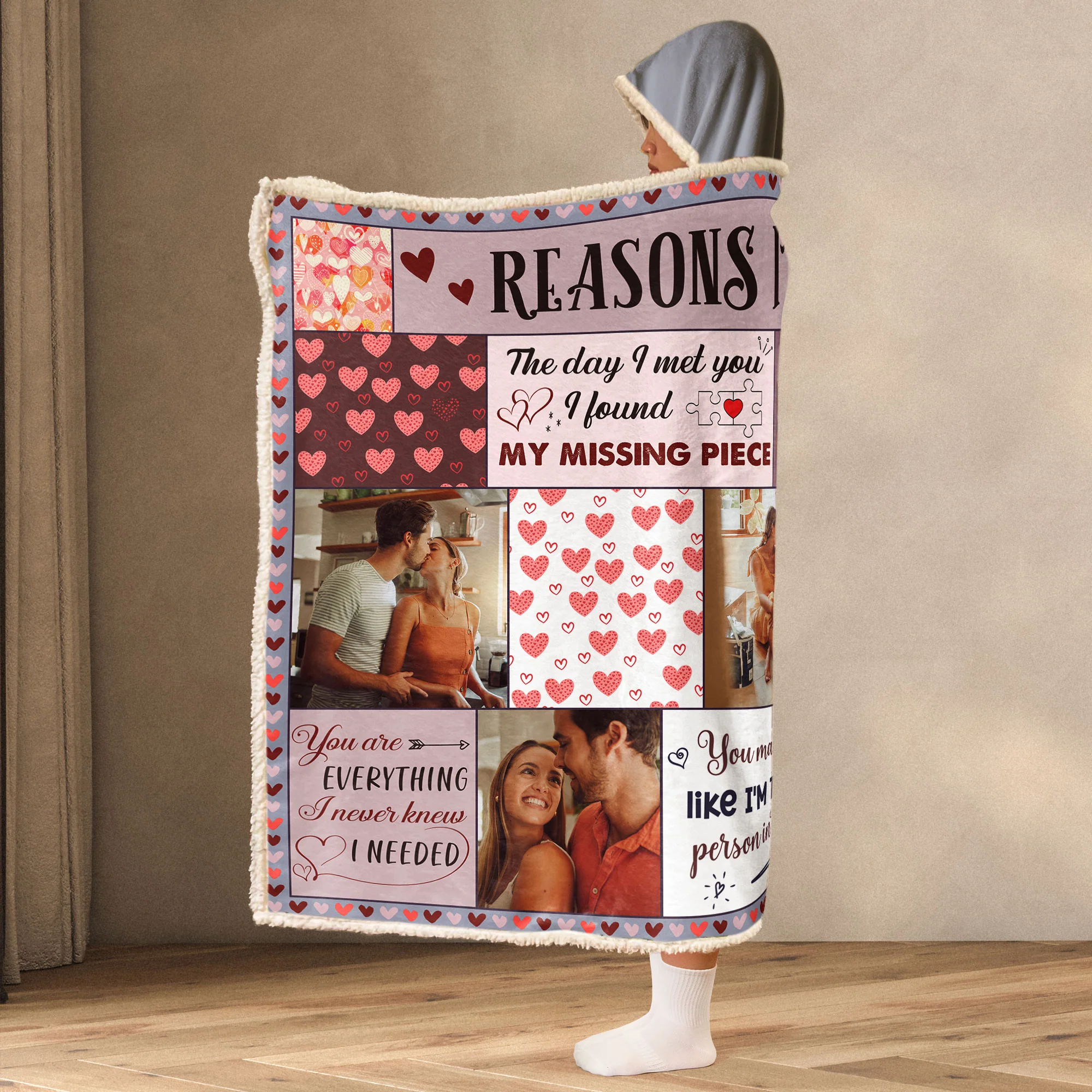 Reasons I Love You - Personalized Photo Wearable Blanket Hoodie - Image 4
