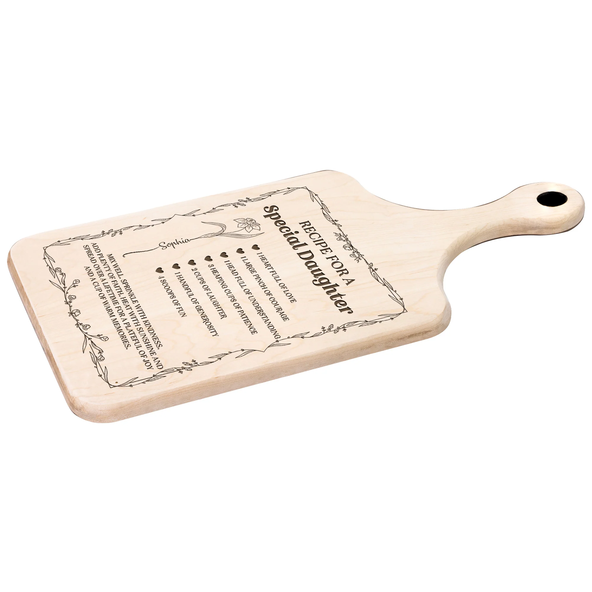 Recipe For A Special Daughter - Personalized Paddle Cutting Board - Image 3