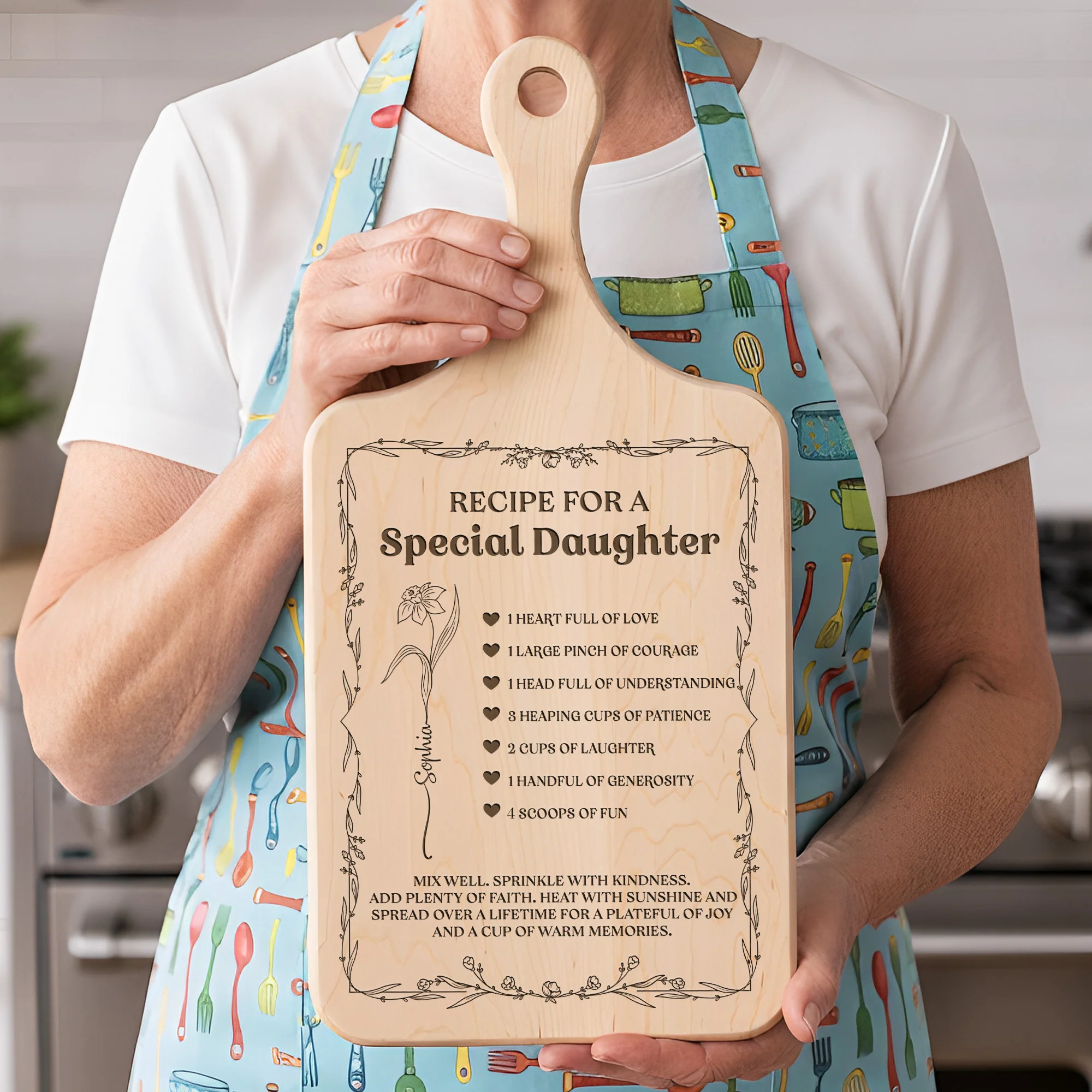 Recipe For A Special Daughter - Personalized Paddle Cutting Board - Image 5
