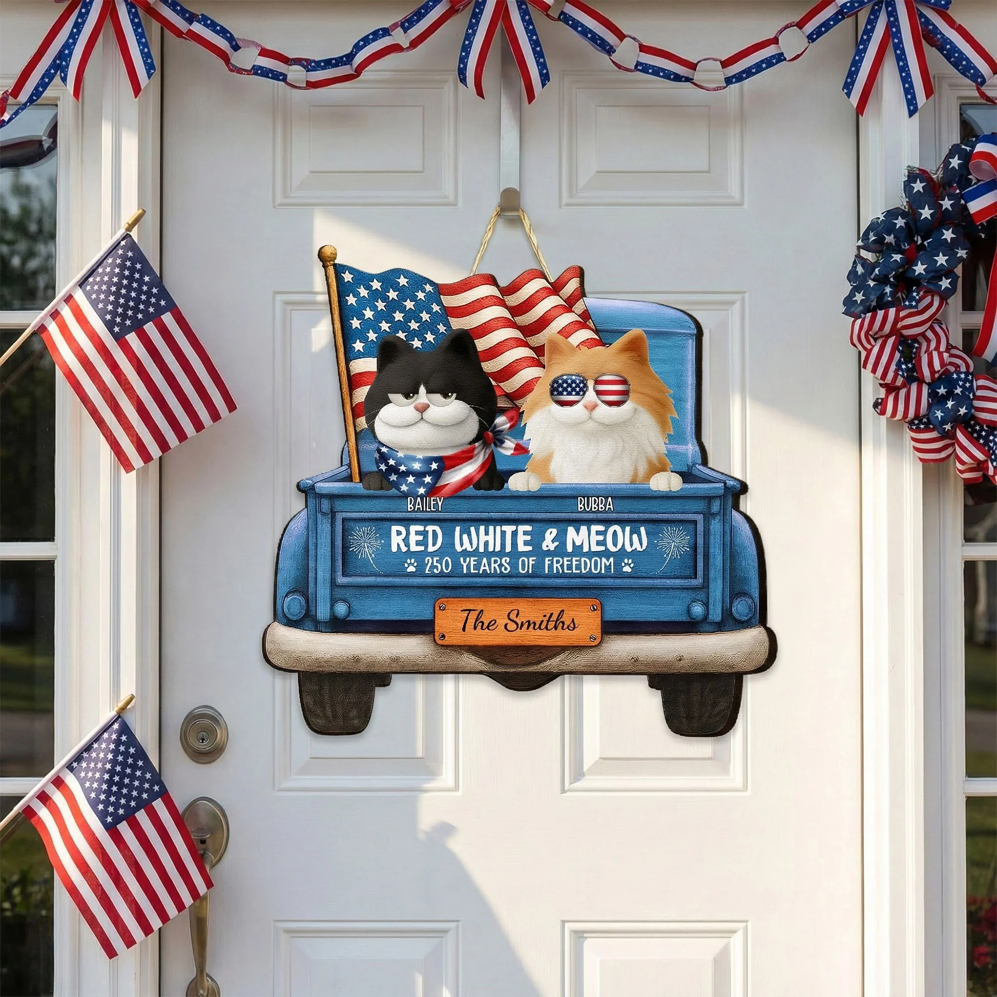 Red White Woof 250 Years Of Freedom - Personalized Wood Sign - Image 3