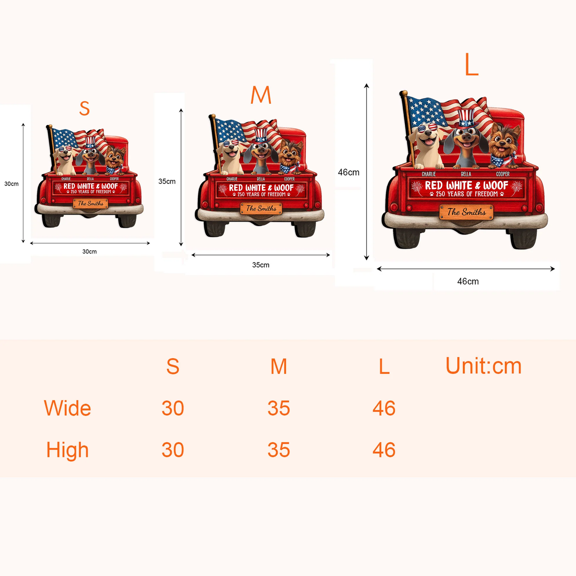 Red White Woof 250 Years Of Freedom - Personalized Wood Sign - Image 4