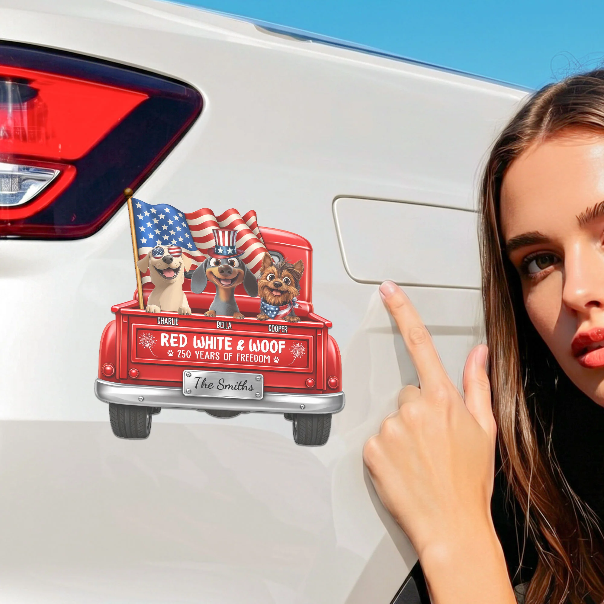Red White & Woof - Personalized Bumper Sticker - Image 5