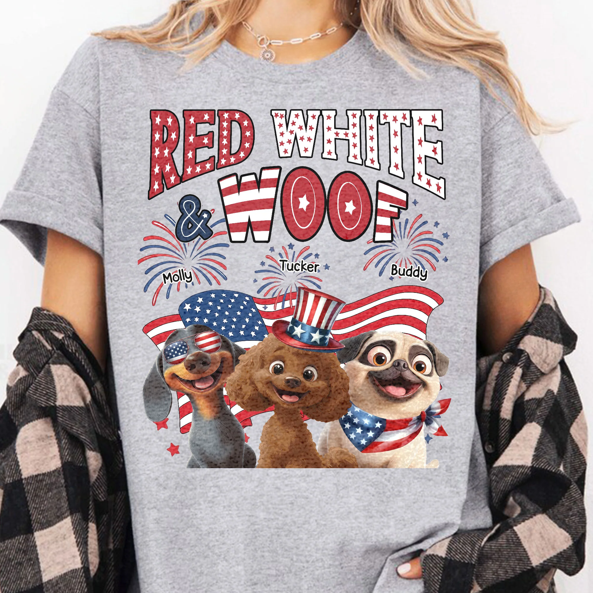 Red White Woof - Personalized Shirt - Image 3