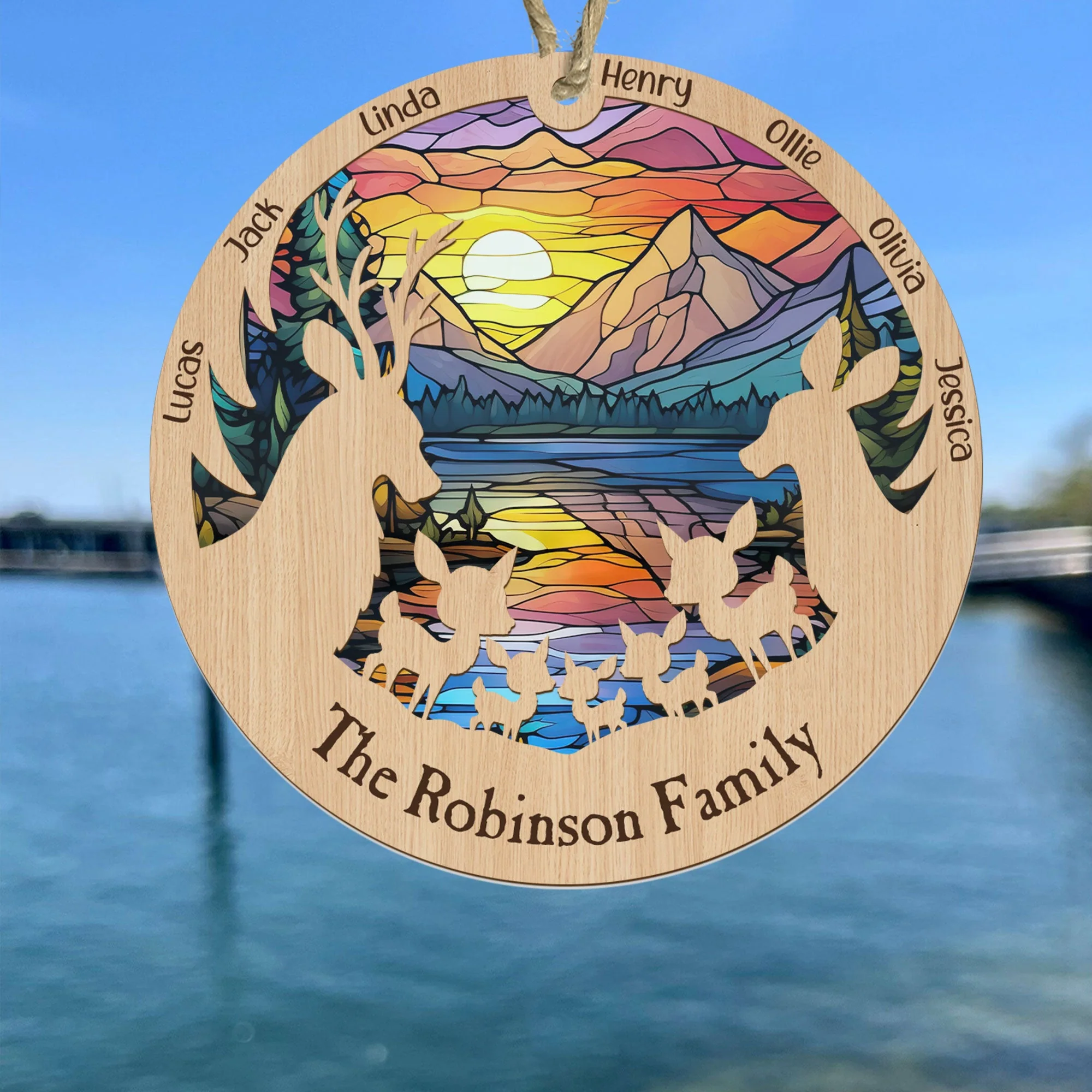 Reindeer Family - Personalized Suncatcher Ornament - Image 3