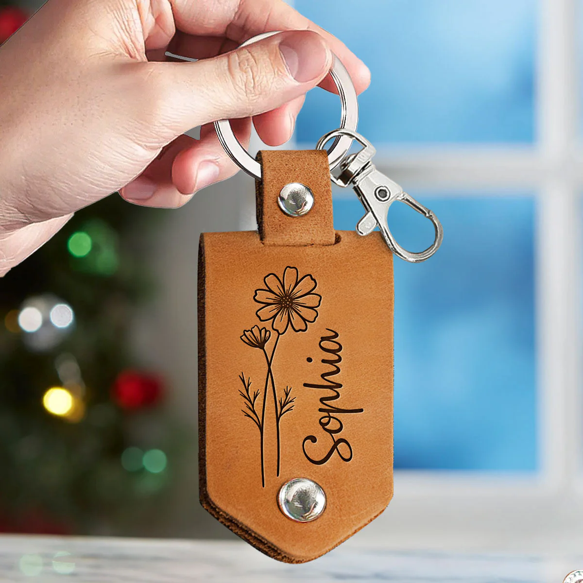 Reminder That You Are Awesome Mother's Day Gift - Personalized Photo Leather Keychain - Image 2