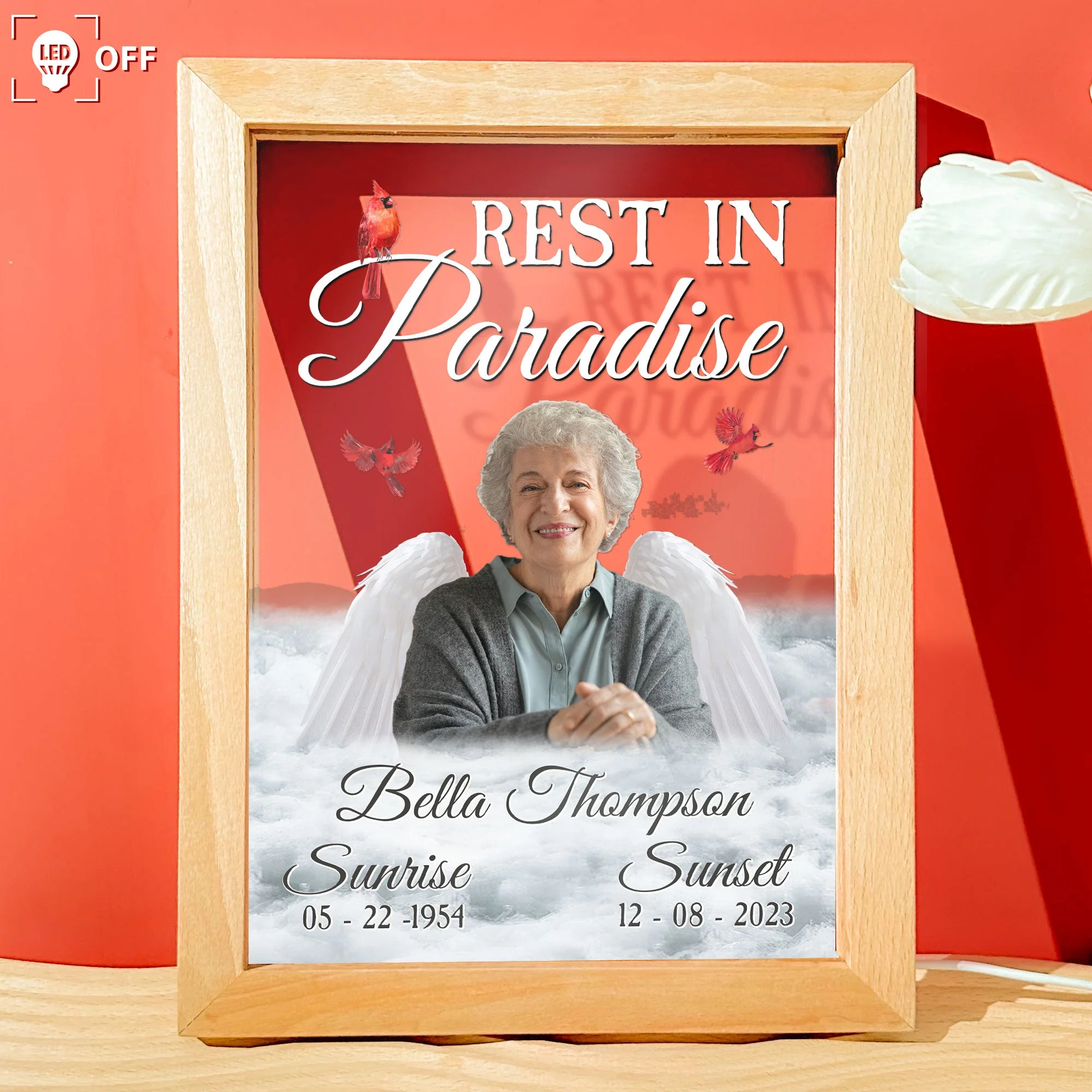 Rest In Paradise - Personalized Photo Frame Lamp - Image 4