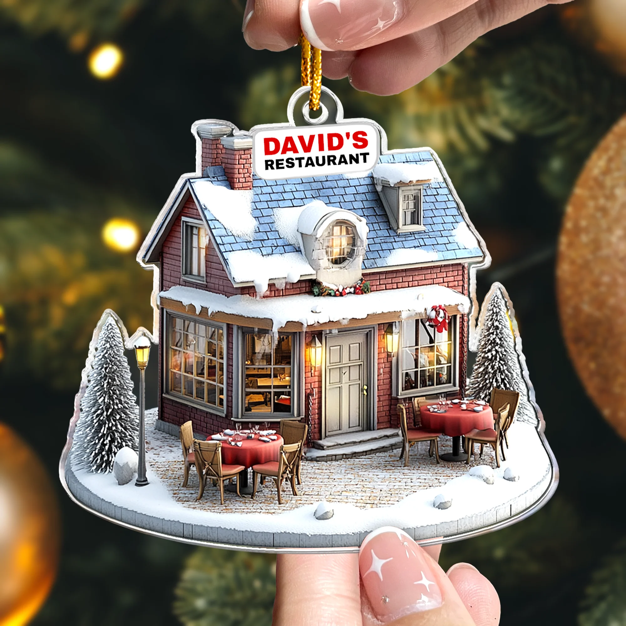 Restaurant Ornament - Classic Restaurant Christmas Ornament - Personalized Acrylic Ornament - Image 2