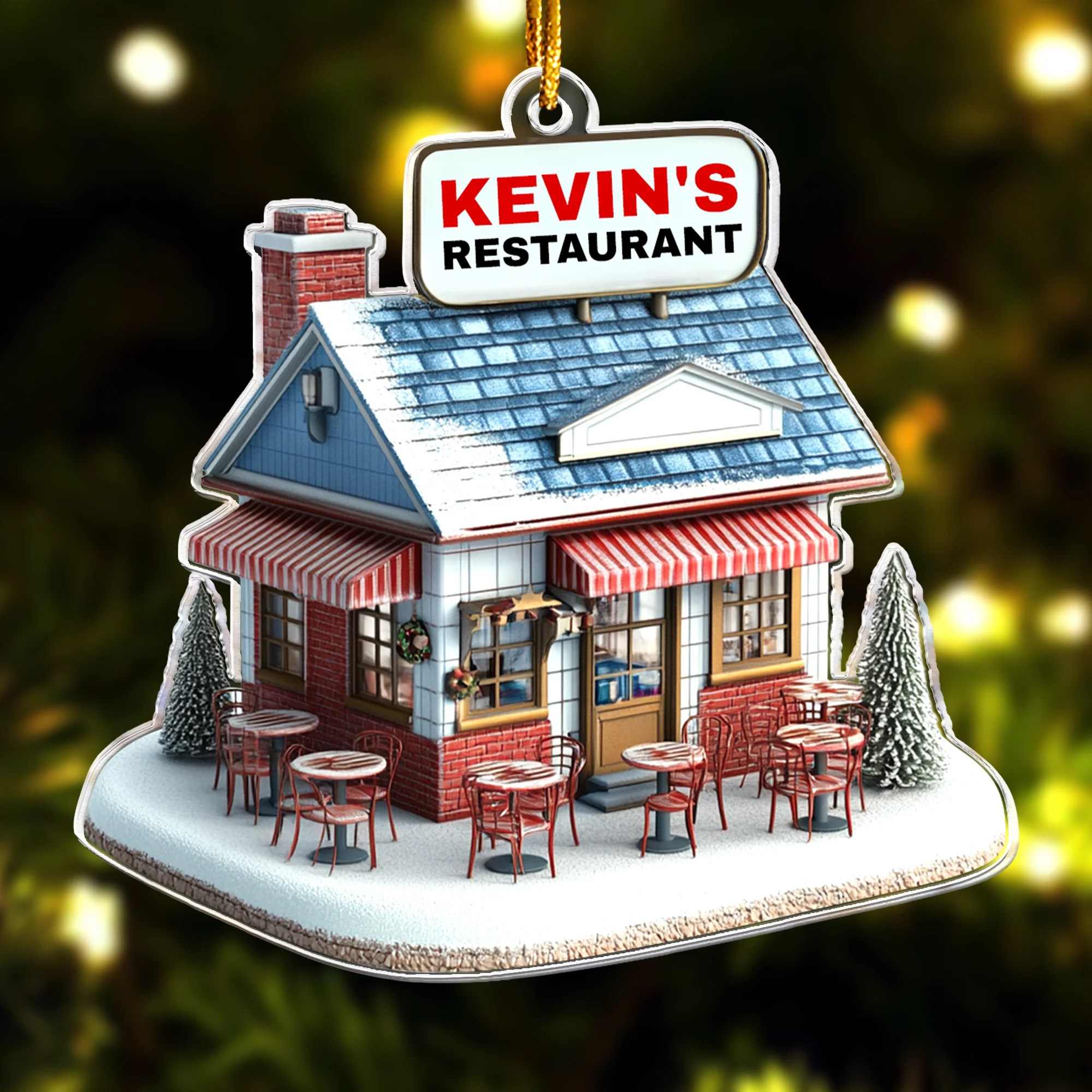 Restaurant Ornament - Classic Restaurant Christmas Ornament - Personalized Acrylic Ornament - Image 3