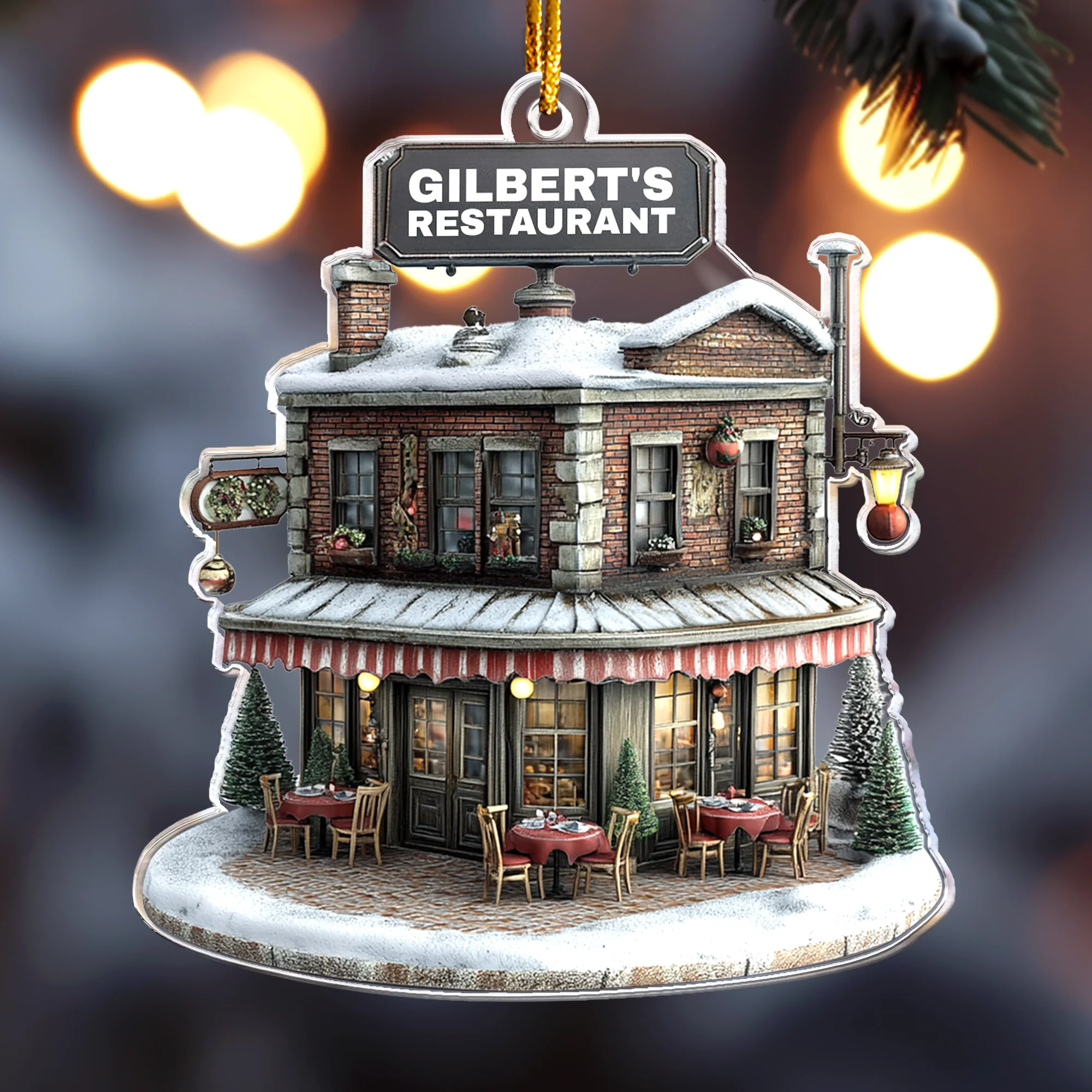 Restaurant Ornament - Classic Restaurant Christmas Ornament - Personalized Acrylic Ornament - Image 4