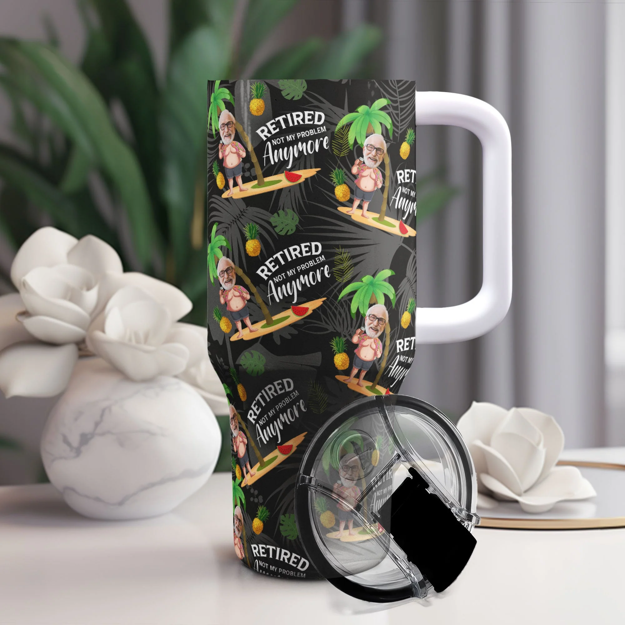 Retired Not My Problem Anymore - Personalized Photo 40oz Tumbler With Straw - Image 6
