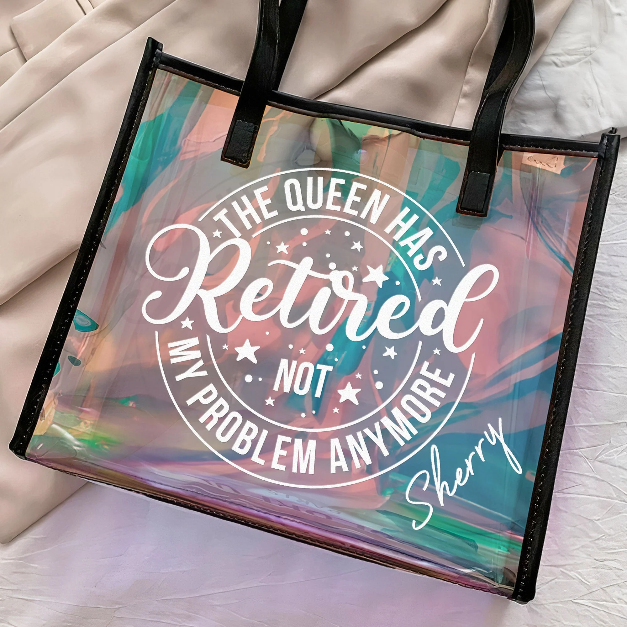 Retirement Gift The Queen Has Retired - Personalized Holographic Tote - Image 2