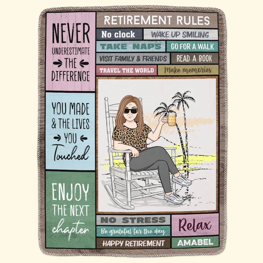 Retirement Rules Enjoy The Next Chapter - Personalized Blanket - Image 3