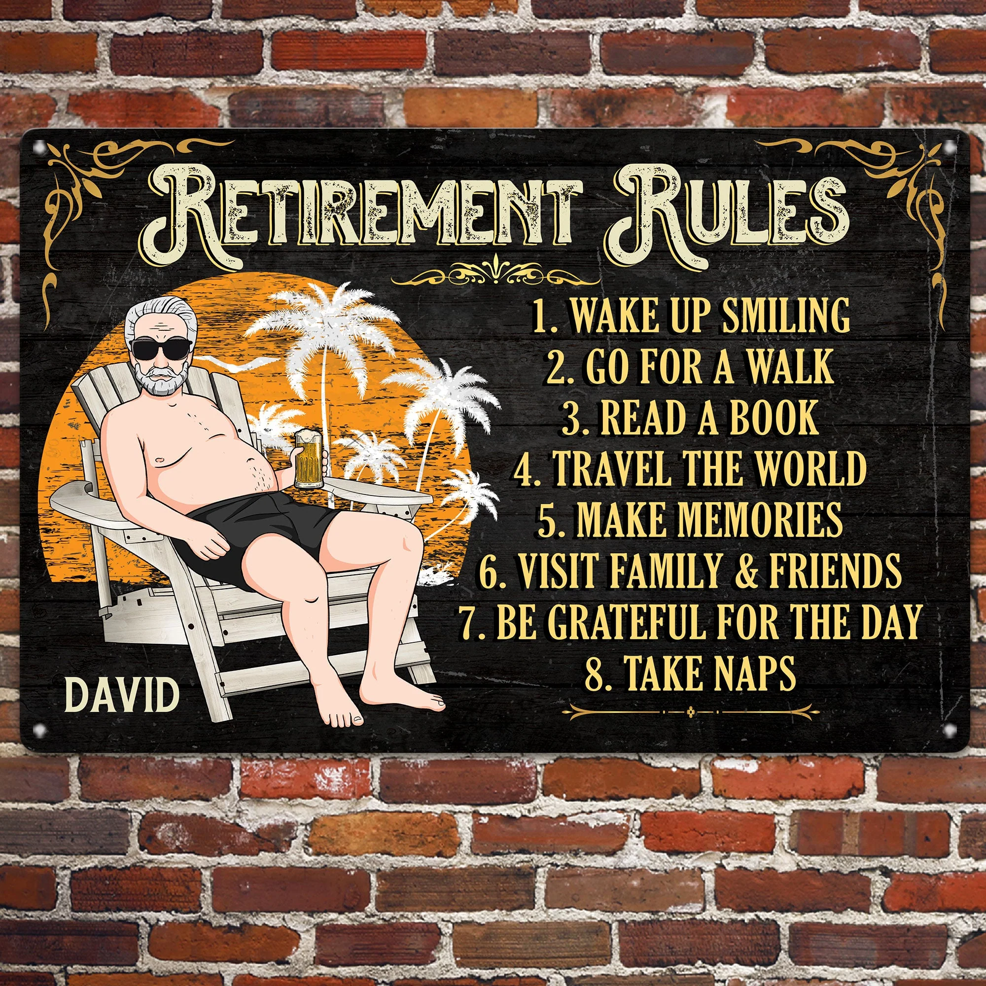 Retirement Rules - Man Version - Personalized Metal Sign - Image 2